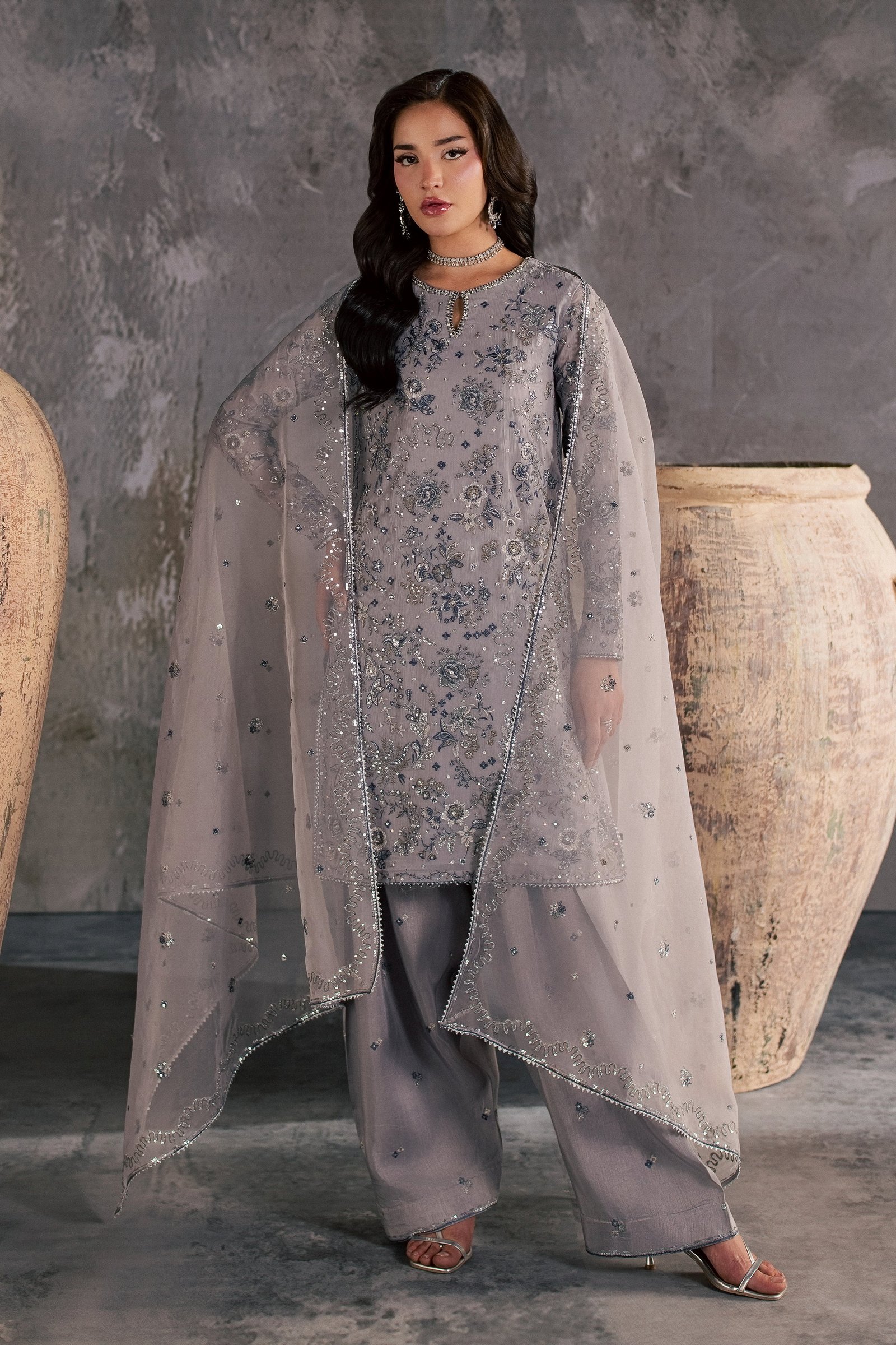 Mehria 3Pc - Festive Luxe Pret BATIKSTUDIO2026 BATIK S / Grey / Crinkle-M / Grey / Crinkle-L / Grey / Crinkle