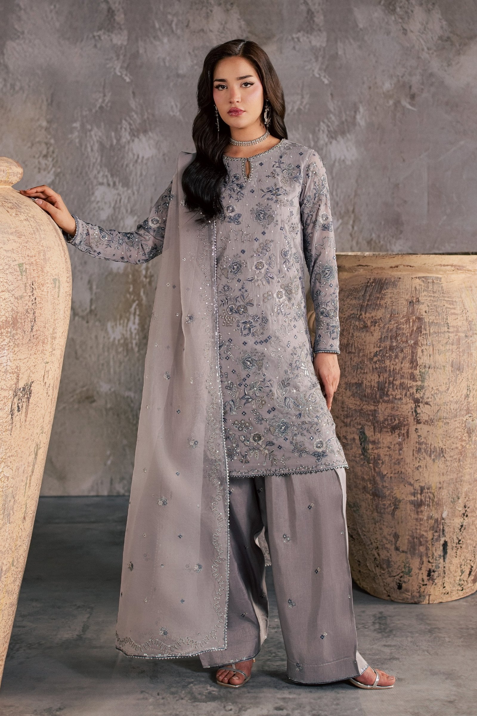 Mehria 3Pc - Festive Luxe Pret BATIKSTUDIO2026 BATIK S / Grey / Crinkle-M / Grey / Crinkle-L / Grey / Crinkle
