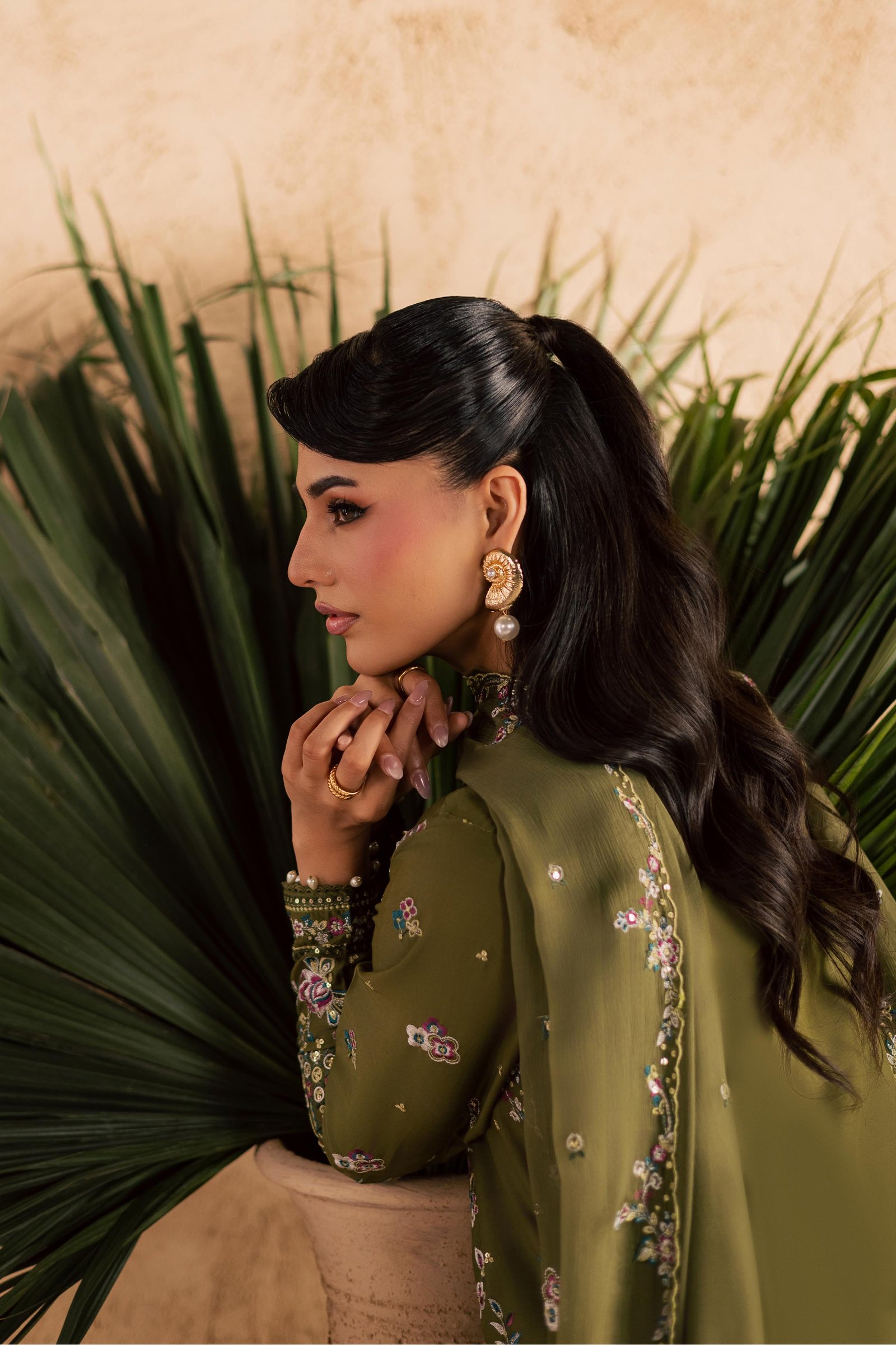 Meshal 3Pc - Embroidered Festive Pret BATIKSS26 BATIK XS / Army Green / Pima-S / Army Green / Pima-M / Army Green / Pima-L / Army Green / Pima-XL / Army Green / Pima