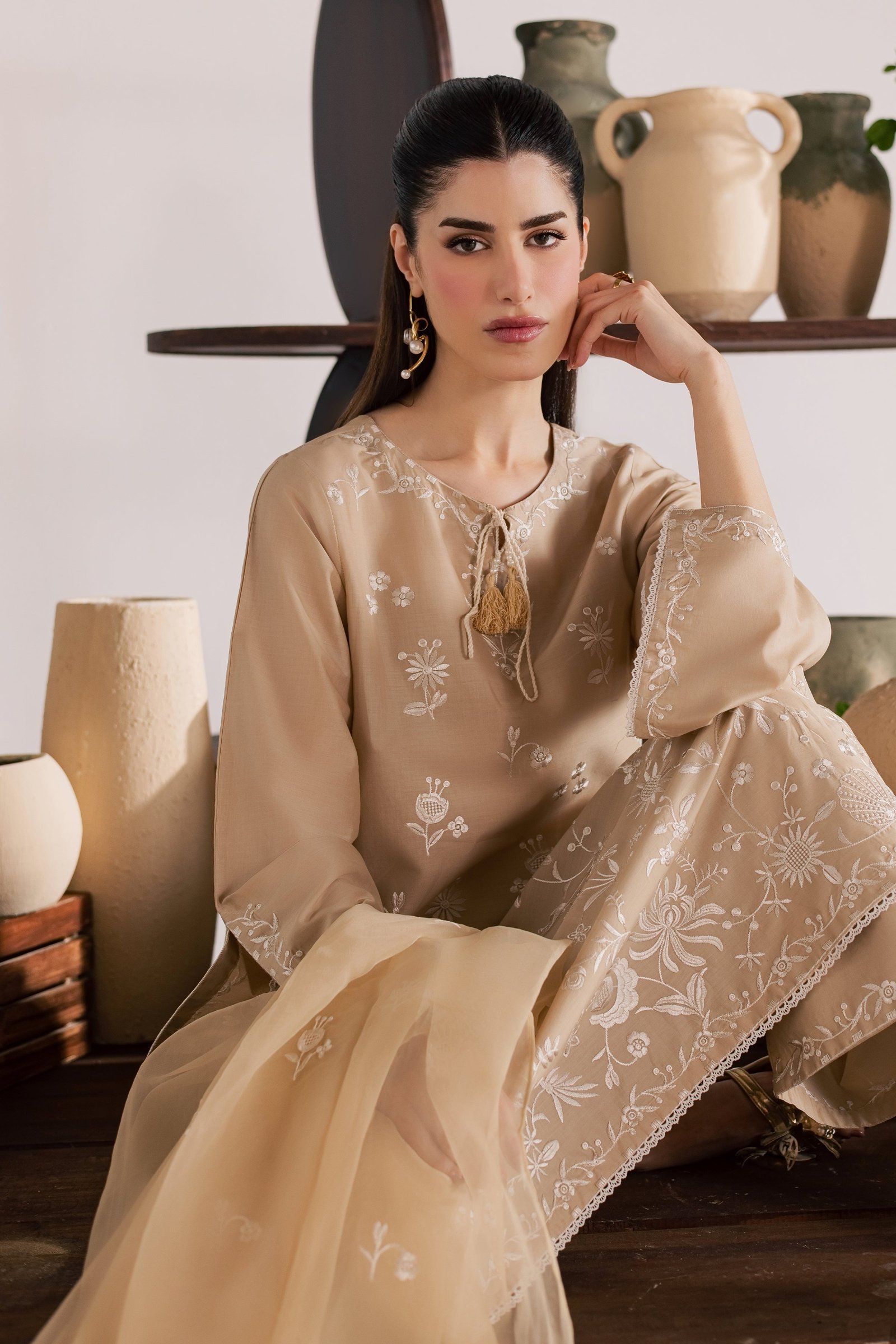 Miami 3Pc - Embroidered Lawn Dress EverydayEdit26 BATIK XS / Skin / Pima Lawn-S / Skin / Pima Lawn-M / Skin / Pima Lawn-L / Skin / Pima Lawn-XL / Skin / Pima Lawn