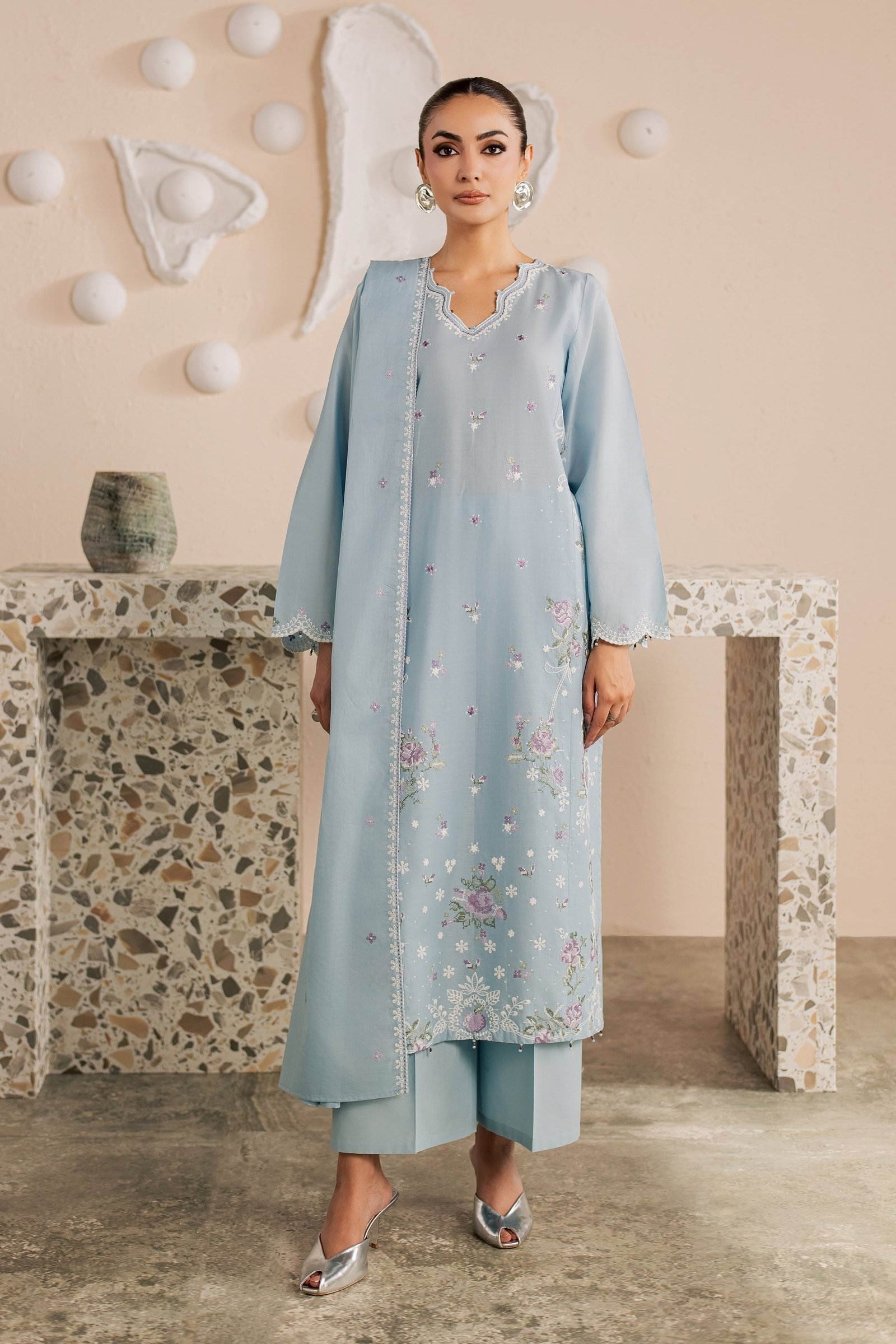 Minsk 3Pc - Embroidered Lawn Dress EverydayEdit26 BATIK XS / Sky Blue / Pima Lawn-S / Sky Blue / Pima Lawn-M / Sky Blue / Pima Lawn-L / Sky Blue / Pima Lawn-XL / Sky Blue / Pima Lawn