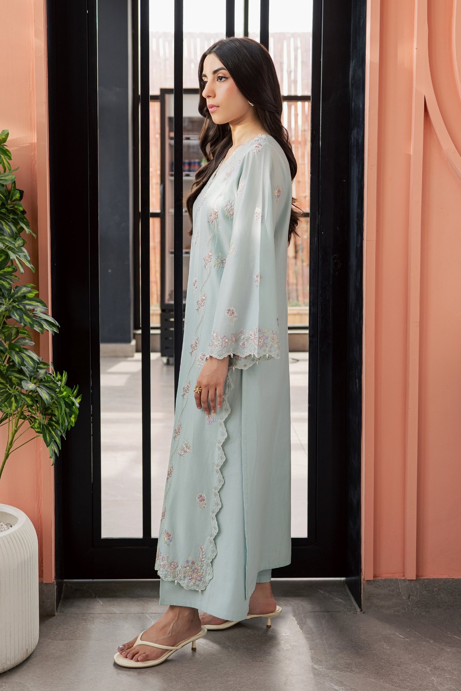 Miorah 3Pc - Embroidered Lawn Dress EverydayEdit26  BATIK   XS / Ice Blue / Pima Lawn
