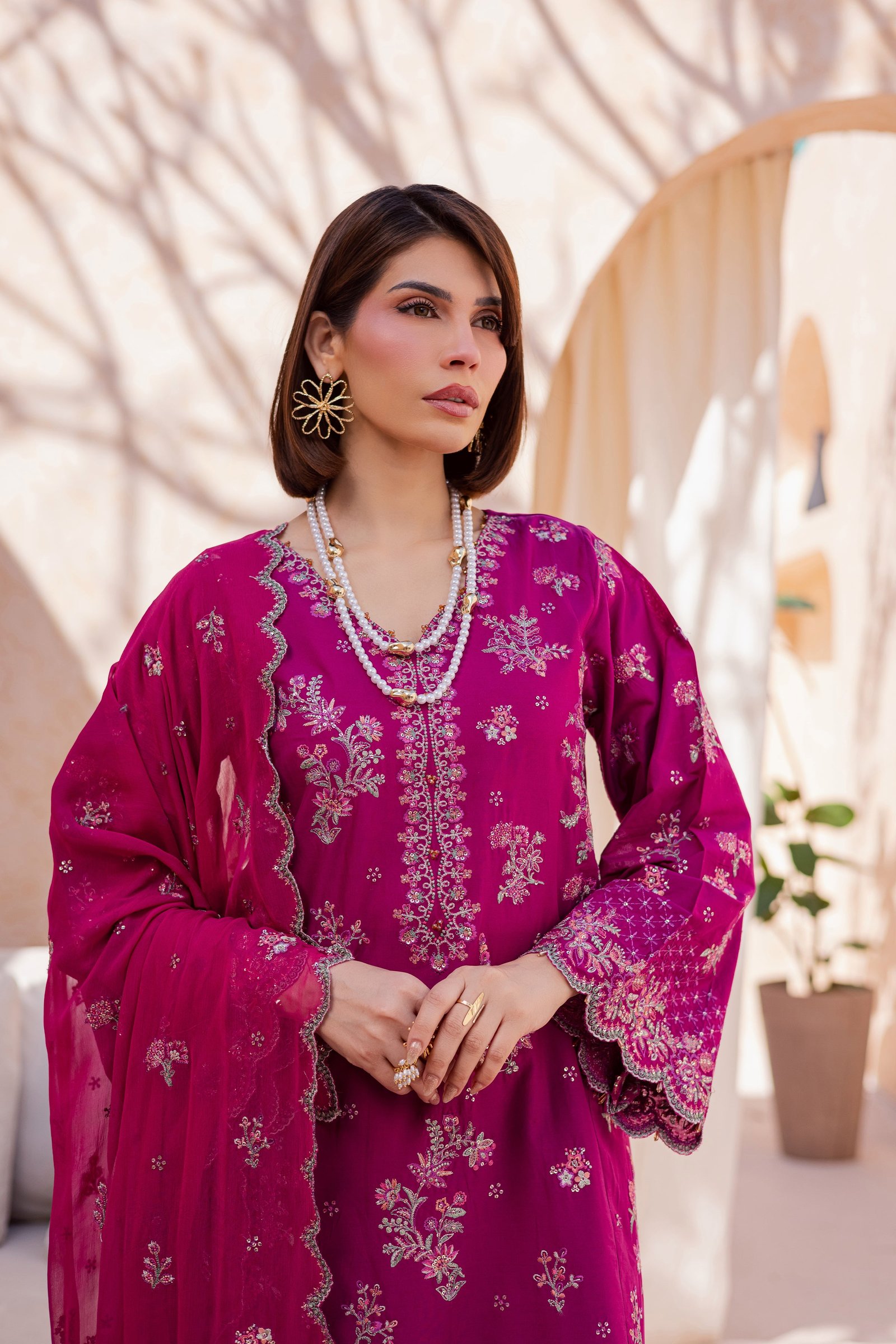 Mirha 3Pc - Festive Embroidered Lawn BATIKEID2026 BATIK XS / Bahar Pink / Pima Lawn-S / Bahar Pink / Pima Lawn-M / Bahar Pink / Pima Lawn-L / Bahar Pink / Pima Lawn-XL / Bahar Pink / Pima Lawn