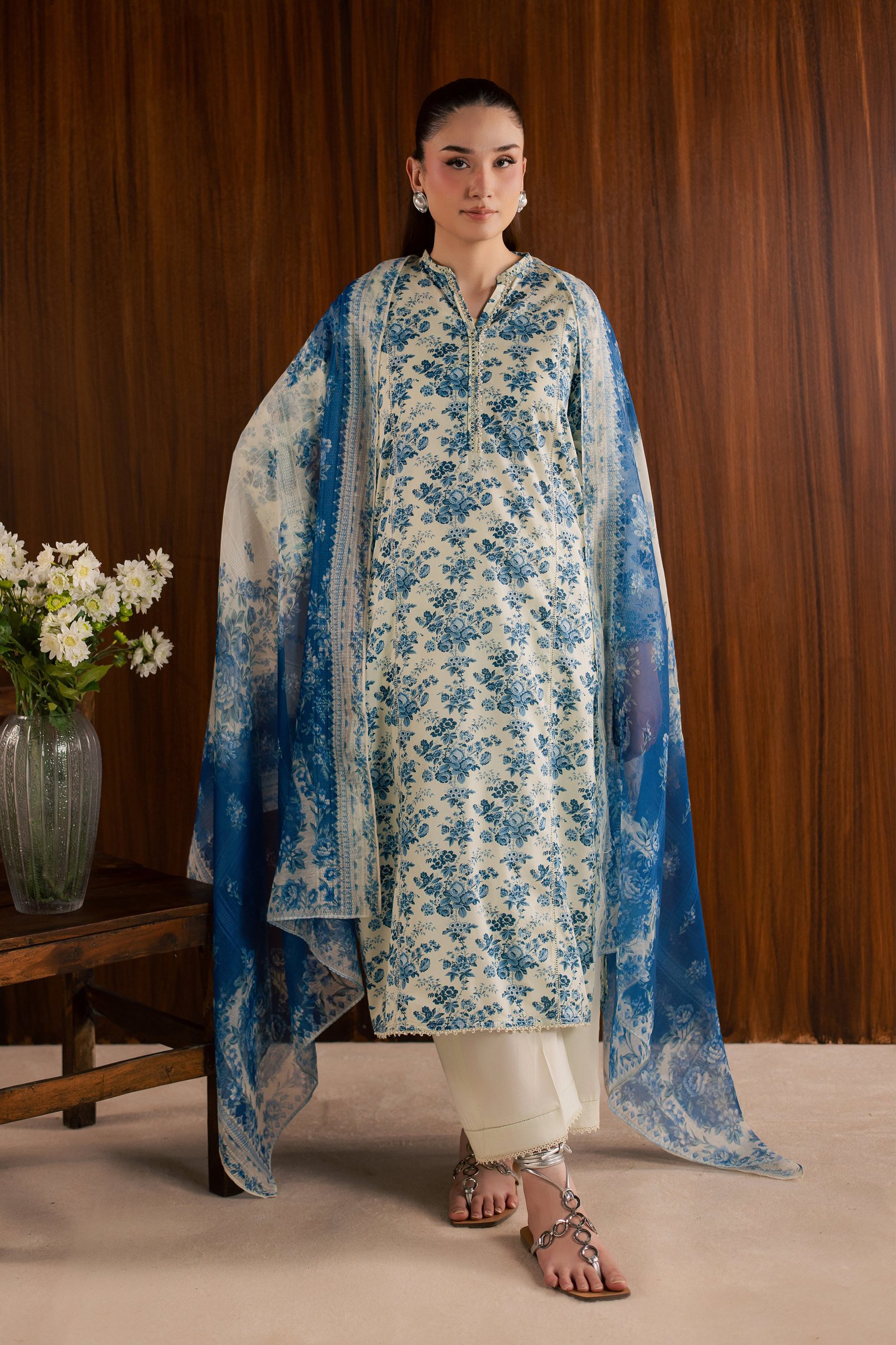 Misty Flora 3Pc - Printed Lawn Dress BATIKSS26 BATIK XS / White / Lawn-S / White / Lawn-M / White / Lawn-L / White / Lawn-XL / White / Lawn