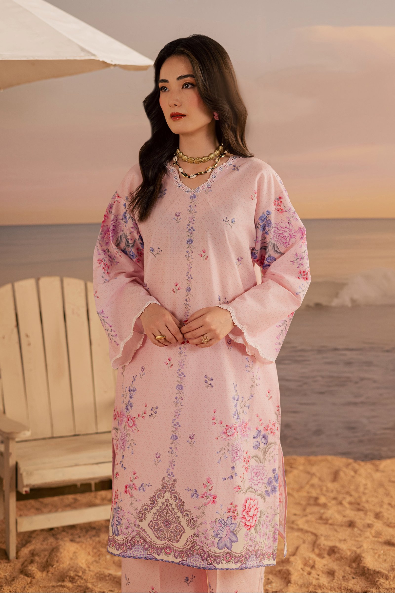Misty Lavender 2Pc - Printed Lawn Dress BATIKSS26 BATIK XS / Pink / Lawn-S / Pink / Lawn-M / Pink / Lawn-L / Pink / Lawn-XL / Pink / Lawn