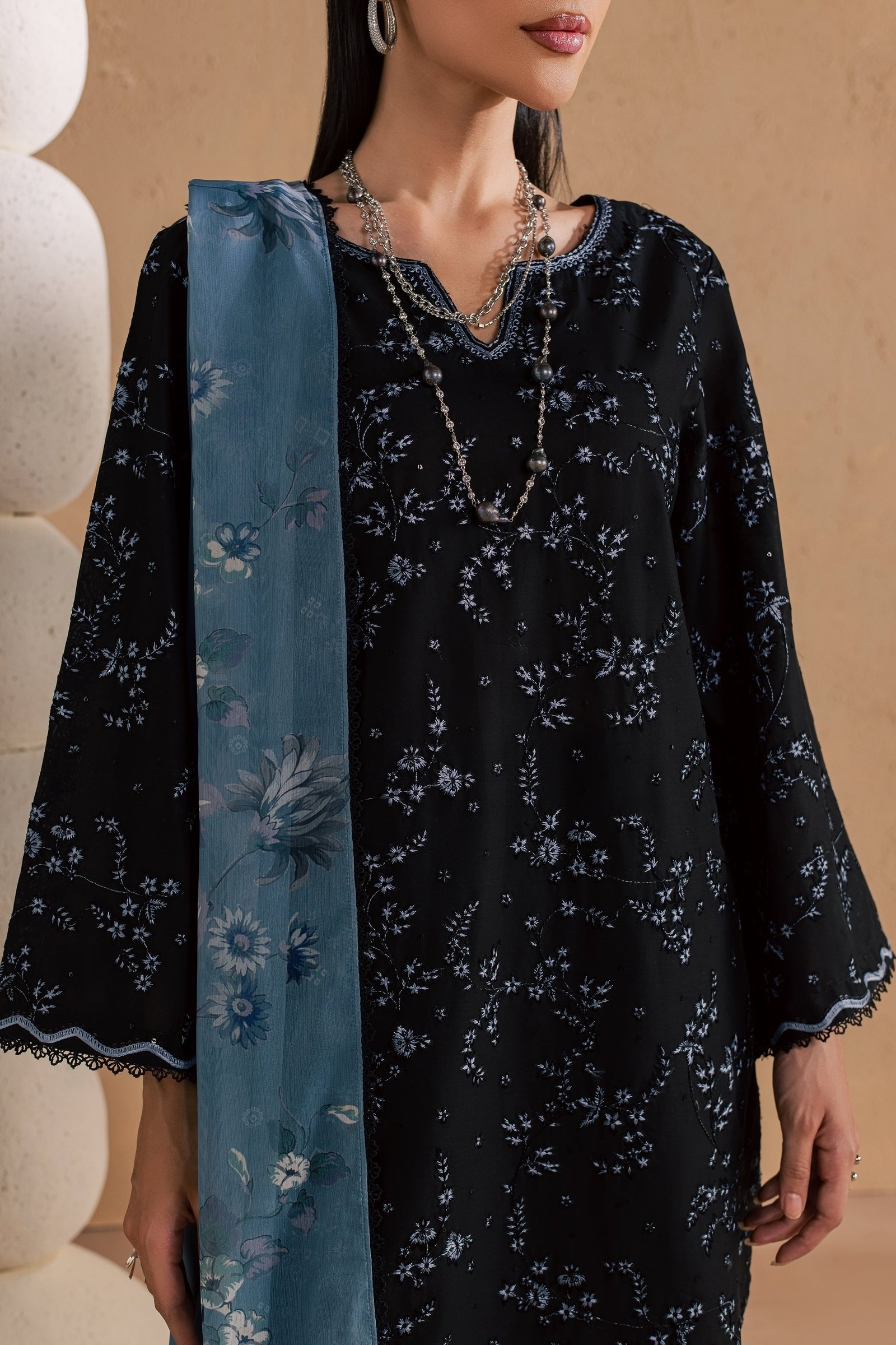  Moonlit 3Pc - Festive Embroidered Lawn BATIKSS26  BATIK   XS / Black / Pima Lawn-S / Black / Pima Lawn-M / Black / Pima Lawn-L / Black / Pima Lawn-XL / Black / Pima Lawn