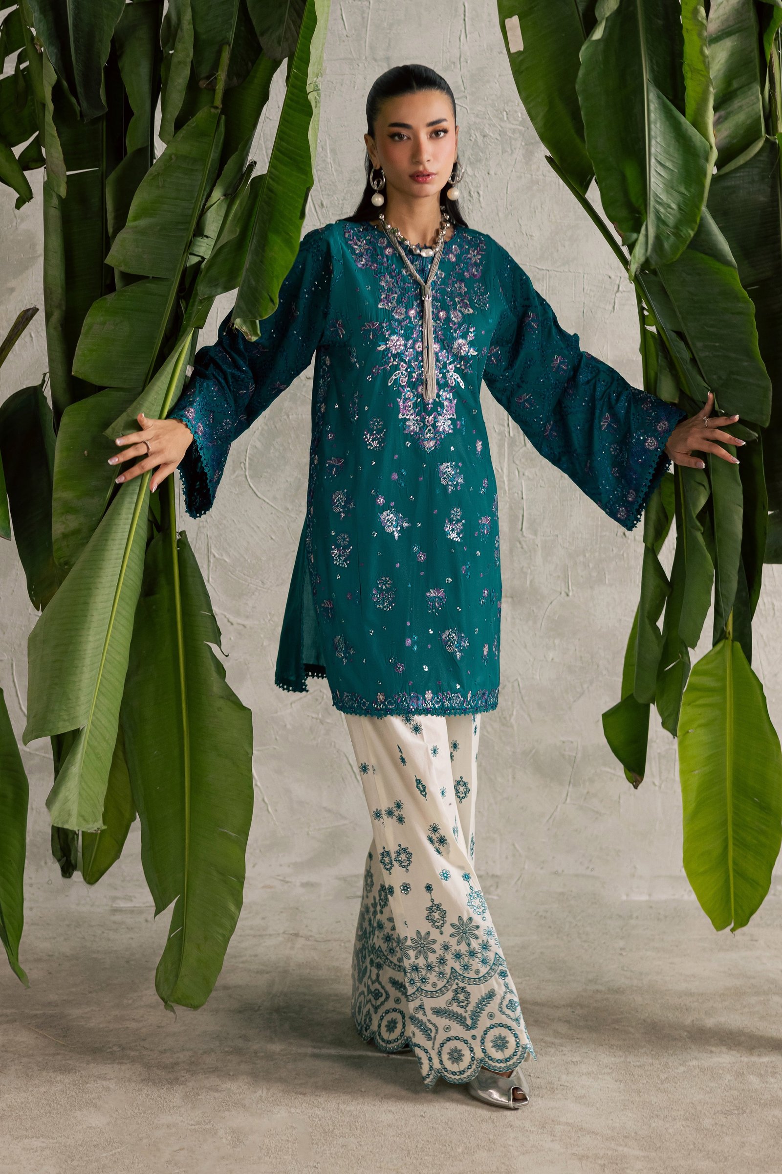 Moonwillow 2Pc - Festive Embroidered Lawn BATIKEID2026 BATIK XS / Evergold / Pima Lawn-S / Evergold / Pima Lawn-M / Evergold / Pima Lawn-L / Evergold / Pima Lawn-XL / Evergold / Pima Lawn