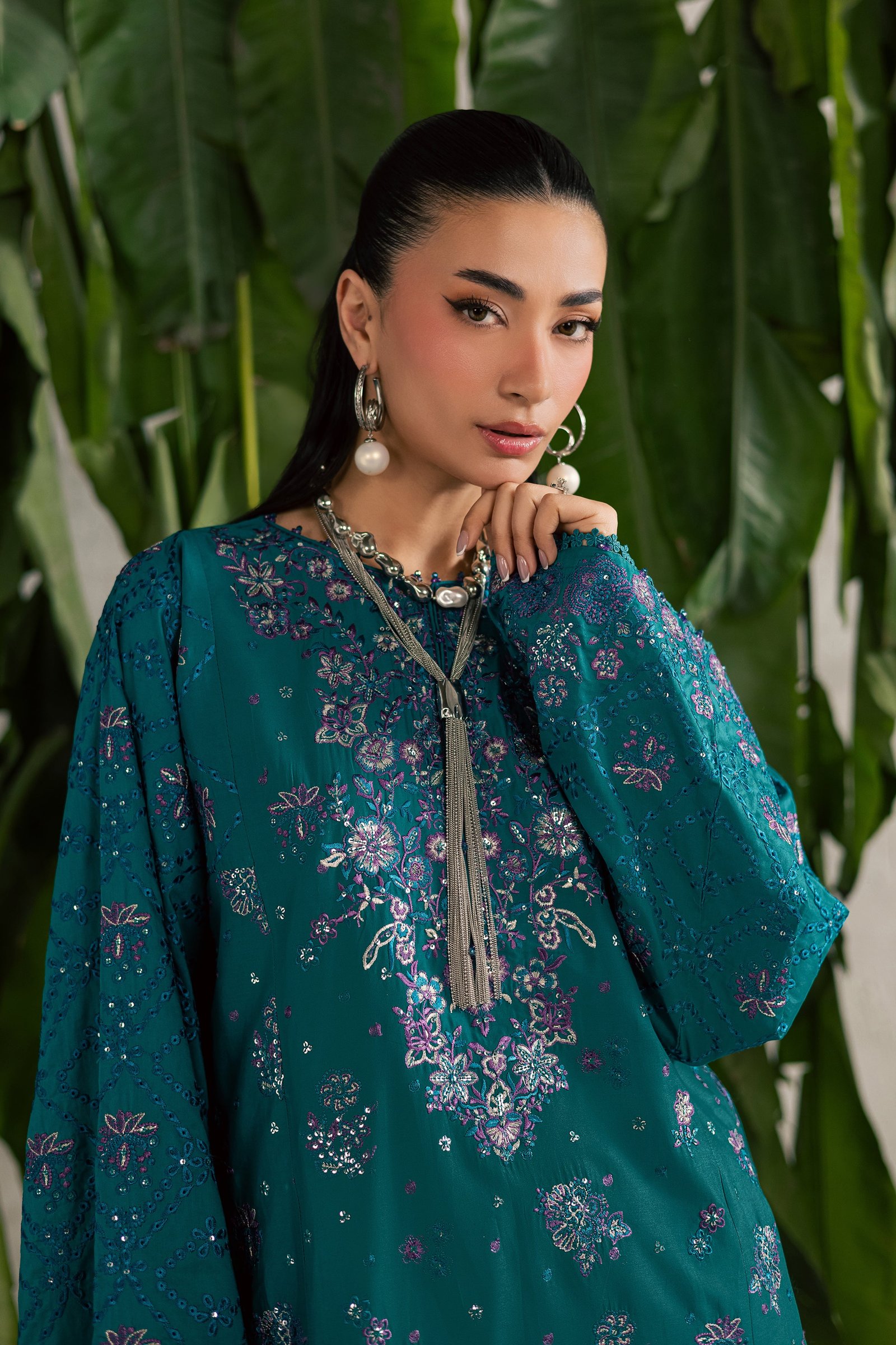 Moonwillow 2Pc - Festive Embroidered Lawn BATIKEID2026 BATIK XS / Evergold / Pima Lawn-S / Evergold / Pima Lawn-M / Evergold / Pima Lawn-L / Evergold / Pima Lawn-XL / Evergold / Pima Lawn