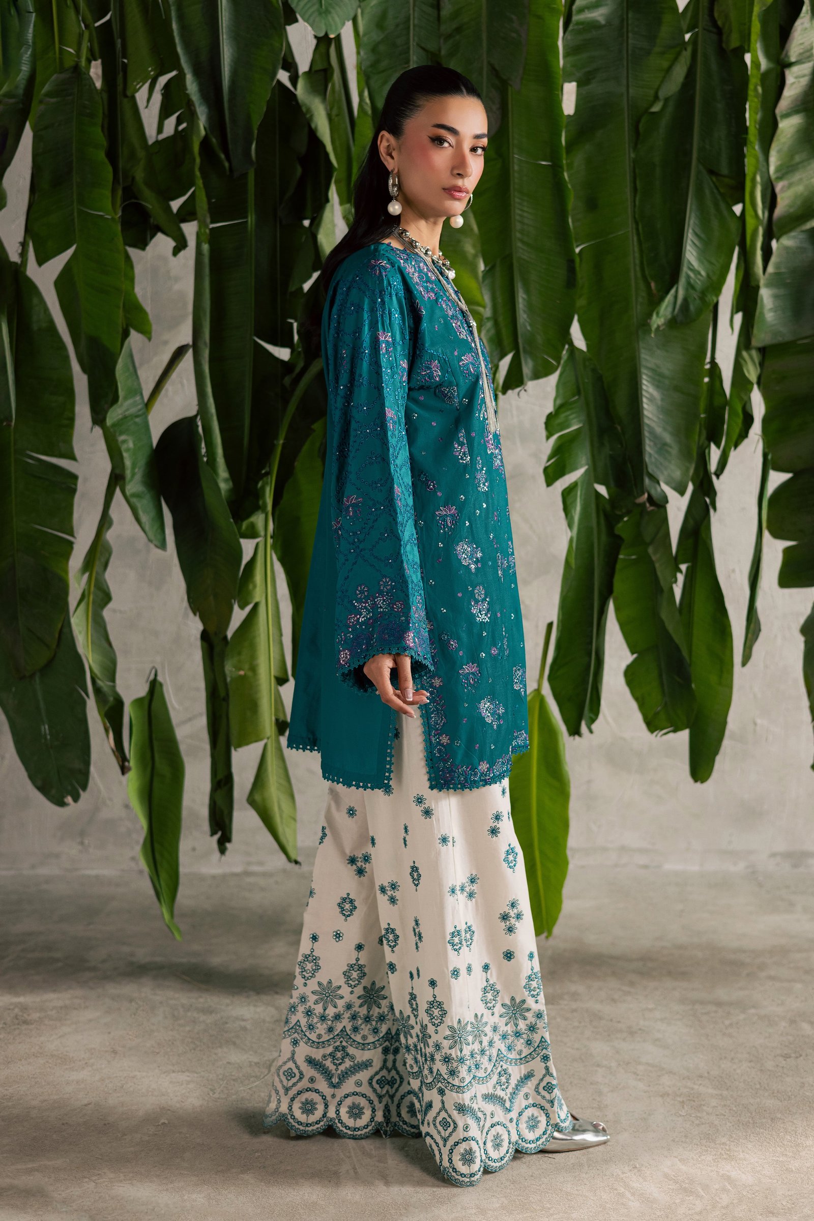 Moonwillow 2Pc - Festive Embroidered Lawn BATIKEID2026 BATIK XS / Evergold / Pima Lawn-S / Evergold / Pima Lawn-M / Evergold / Pima Lawn-L / Evergold / Pima Lawn-XL / Evergold / Pima Lawn