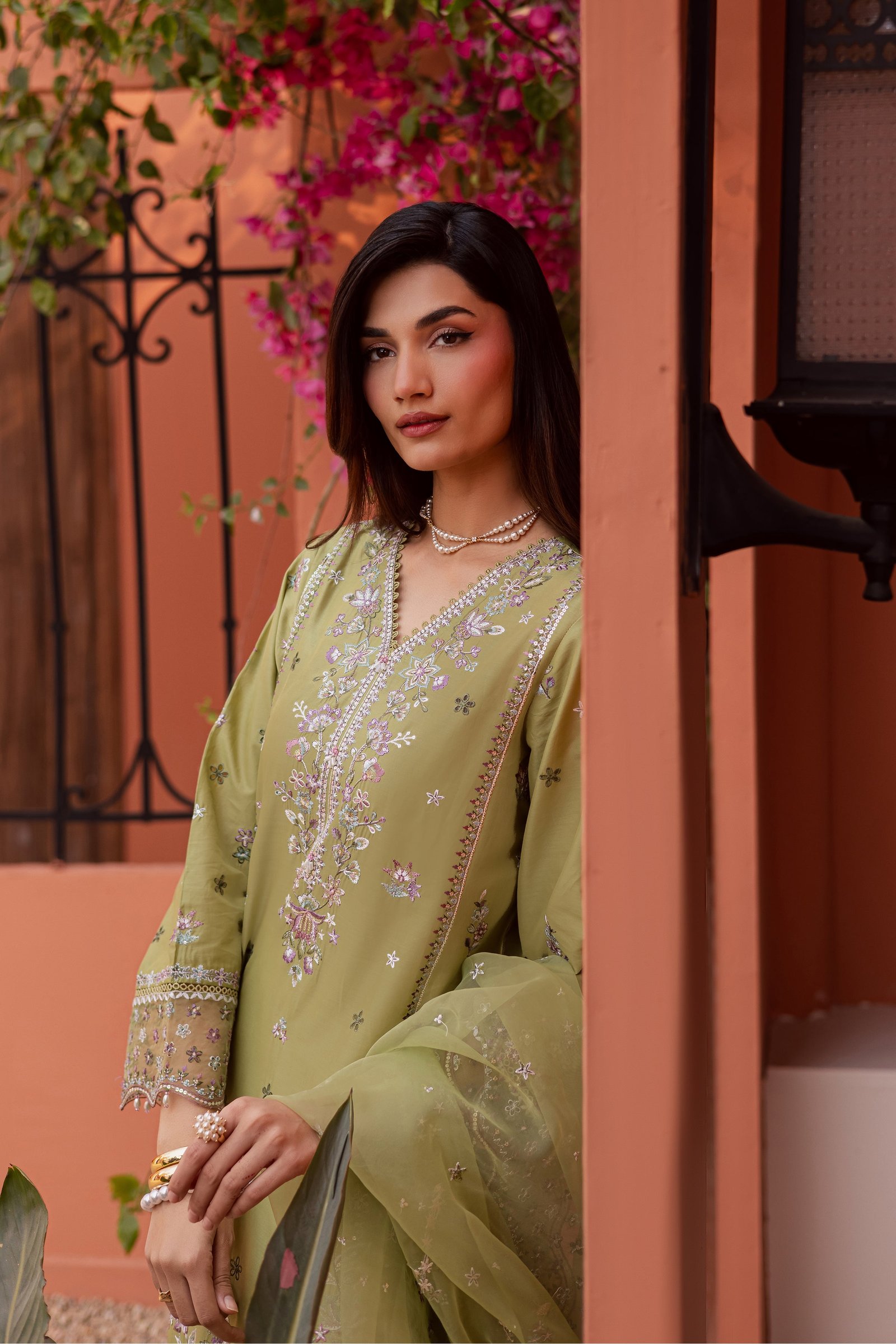 Mor Bagh 3Pc - Festive Embroidered Lawn BATIKEID2026 BATIK XS / Green / Pima Lawn-S / Green / Pima Lawn-M / Green / Pima Lawn-L / Green / Pima Lawn-XL / Green / Pima Lawn