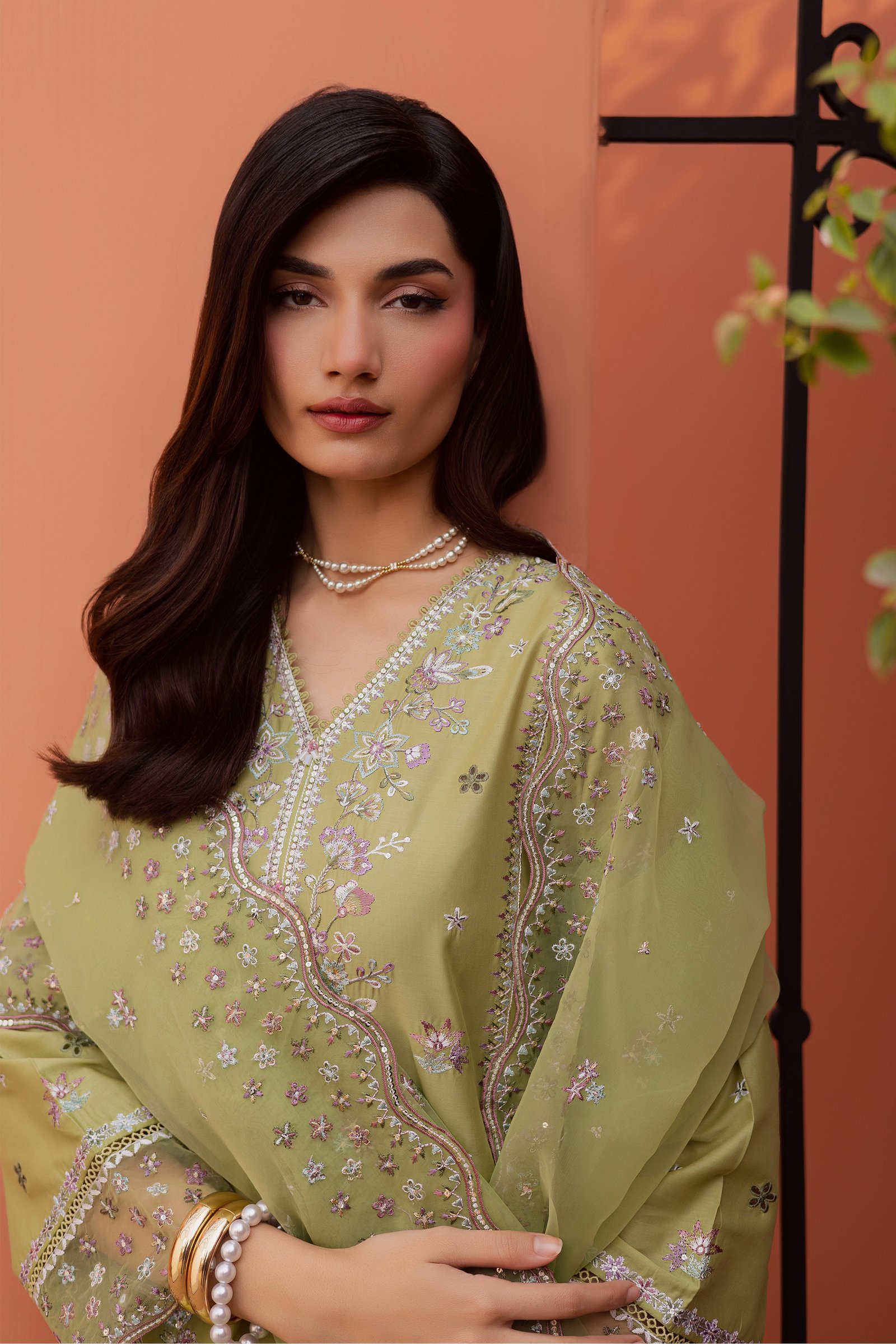 Mor Bagh 3Pc - Festive Embroidered Lawn BATIKEID2026 BATIK XS / Green / Pima Lawn-S / Green / Pima Lawn-M / Green / Pima Lawn-L / Green / Pima Lawn-XL / Green / Pima Lawn