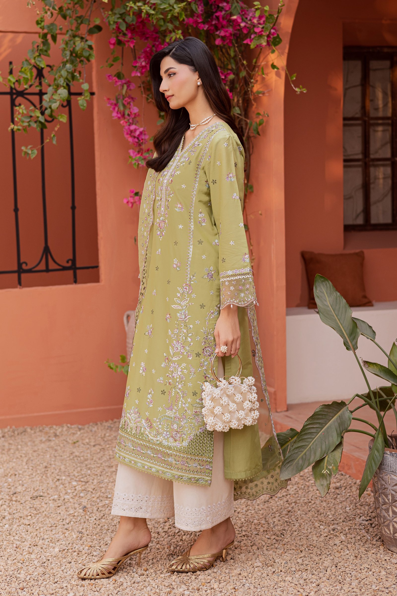 Mor Bagh 3Pc - Festive Embroidered Lawn BATIKEID2026 BATIK XS / Green / Pima Lawn-S / Green / Pima Lawn-M / Green / Pima Lawn-L / Green / Pima Lawn-XL / Green / Pima Lawn