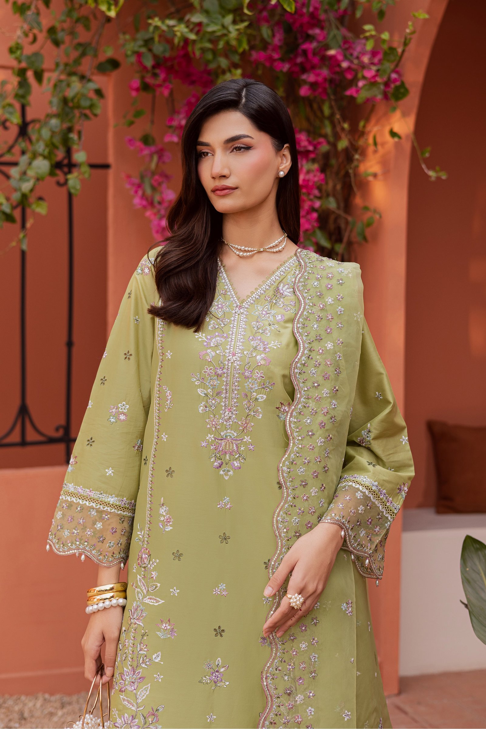 Mor Bagh 3Pc - Festive Embroidered Lawn BATIKEID2026 BATIK XS / Green / Pima Lawn-S / Green / Pima Lawn-M / Green / Pima Lawn-L / Green / Pima Lawn-XL / Green / Pima Lawn