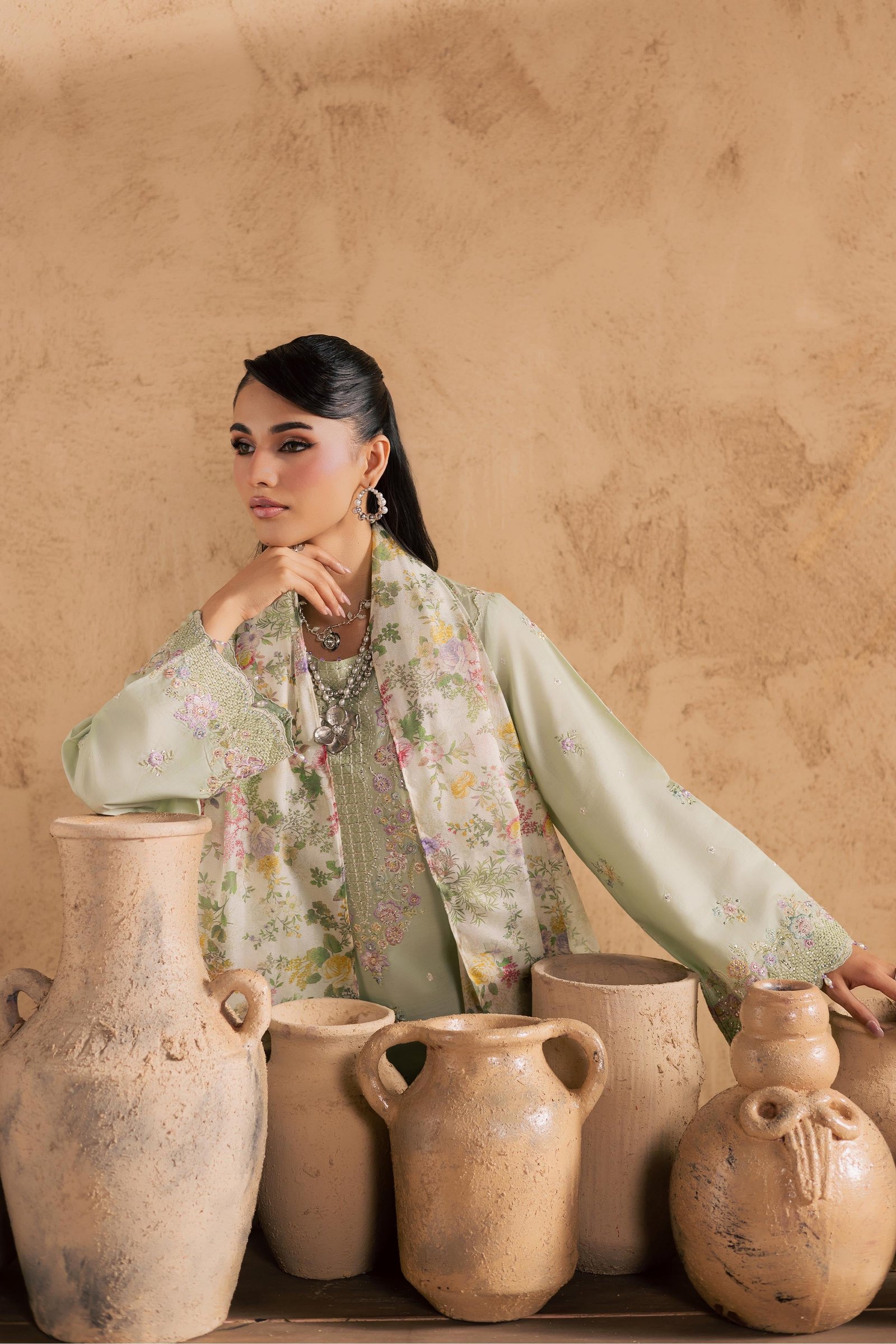 Morika 3Pc - Embroidered Festive Pret BATIKSS26 BATIK XS / Bokchoy / Pima Lawn-S / Bokchoy / Pima Lawn-M / Bokchoy / Pima Lawn-L / Bokchoy / Pima Lawn-XL / Bokchoy / Pima Lawn