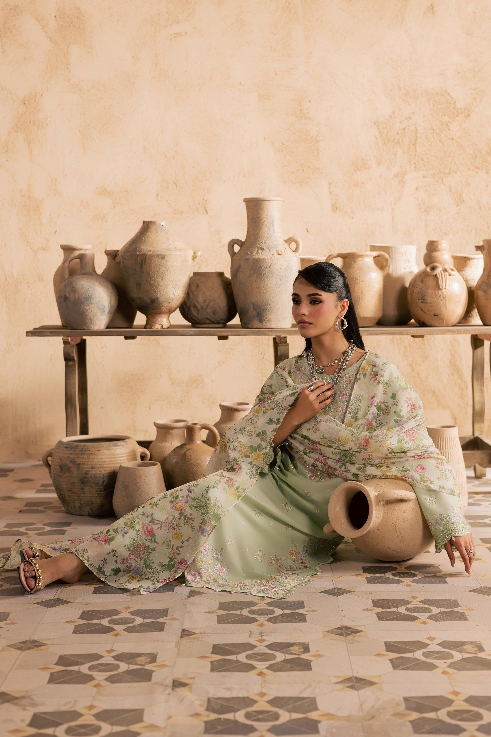 Morika 3Pc - Embroidered Festive Pret BATIKSS26 BATIK XS / Bokchoy / Pima Lawn-S / Bokchoy / Pima Lawn-M / Bokchoy / Pima Lawn-L / Bokchoy / Pima Lawn-XL / Bokchoy / Pima Lawn