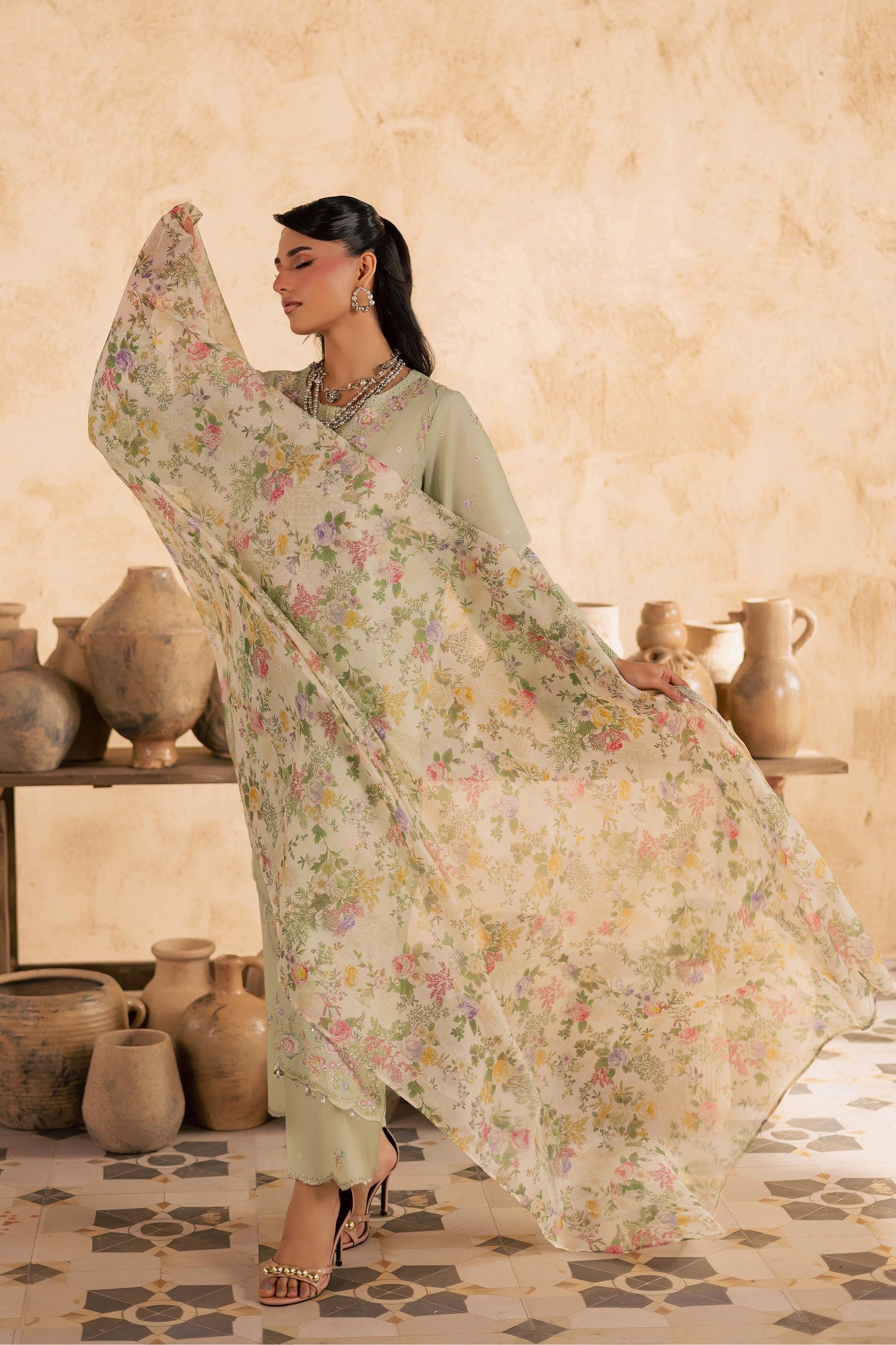  Morika 3Pc - Embroidered Festive Pret BATIKSS26  BATIK   XS / Bokchoy / Pima Lawn-S / Bokchoy / Pima Lawn-M / Bokchoy / Pima Lawn-L / Bokchoy / Pima Lawn-XL / Bokchoy / Pima Lawn