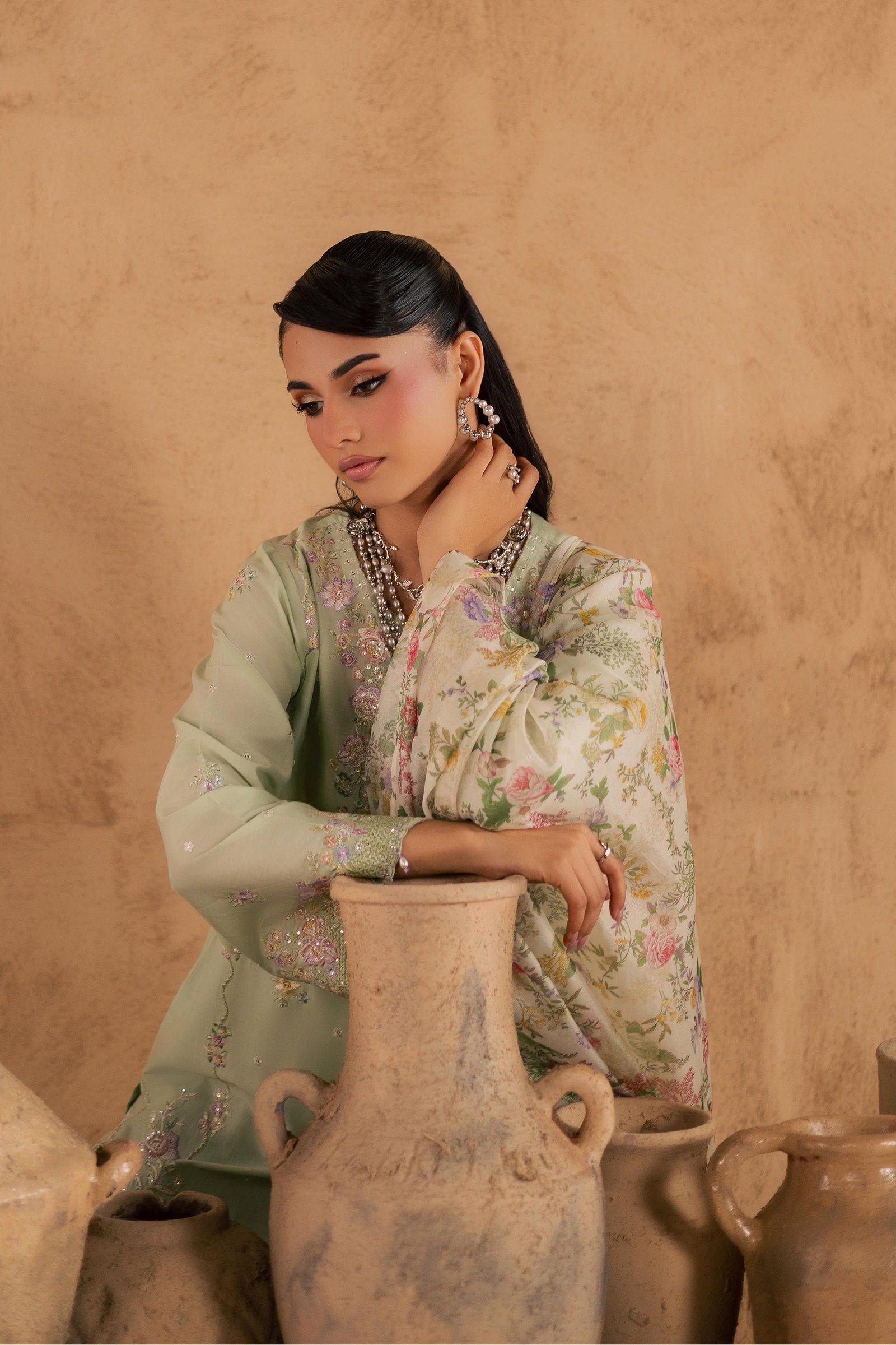 Morika 3Pc - Embroidered Festive Pret BATIKSS26 BATIK XS / Bokchoy / Pima Lawn-S / Bokchoy / Pima Lawn-M / Bokchoy / Pima Lawn-L / Bokchoy / Pima Lawn-XL / Bokchoy / Pima Lawn