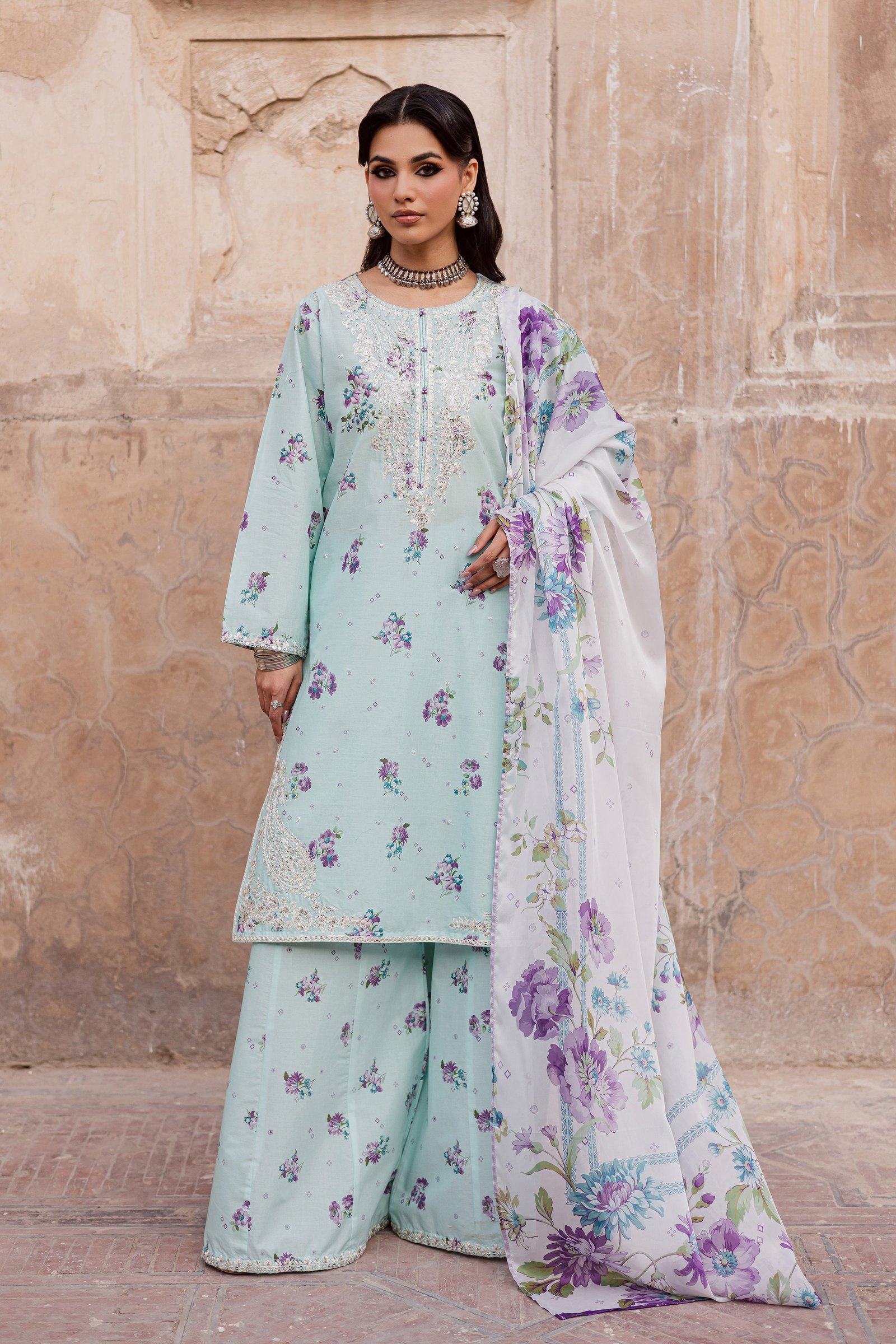 Morticia 3Pc - Festive Eid Prints BATIKEID2026 BATIK XS / Ice Blue / Lawn-S / Ice Blue / Lawn-M / Ice Blue / Lawn-L / Ice Blue / Lawn-XL / Ice Blue / Lawn
