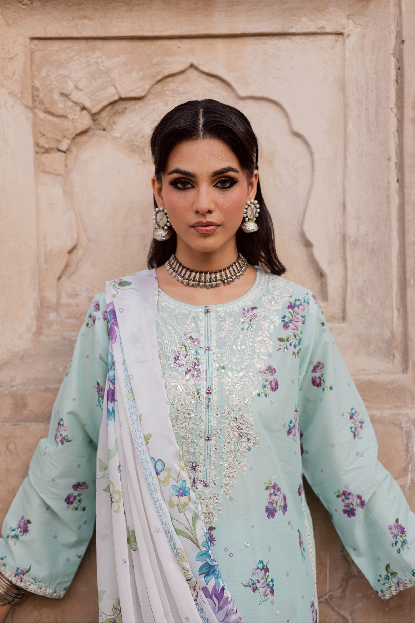 Morticia 3Pc - Festive Eid Prints BATIKEID2026 BATIK XS / Ice Blue / Lawn-S / Ice Blue / Lawn-M / Ice Blue / Lawn-L / Ice Blue / Lawn-XL / Ice Blue / Lawn