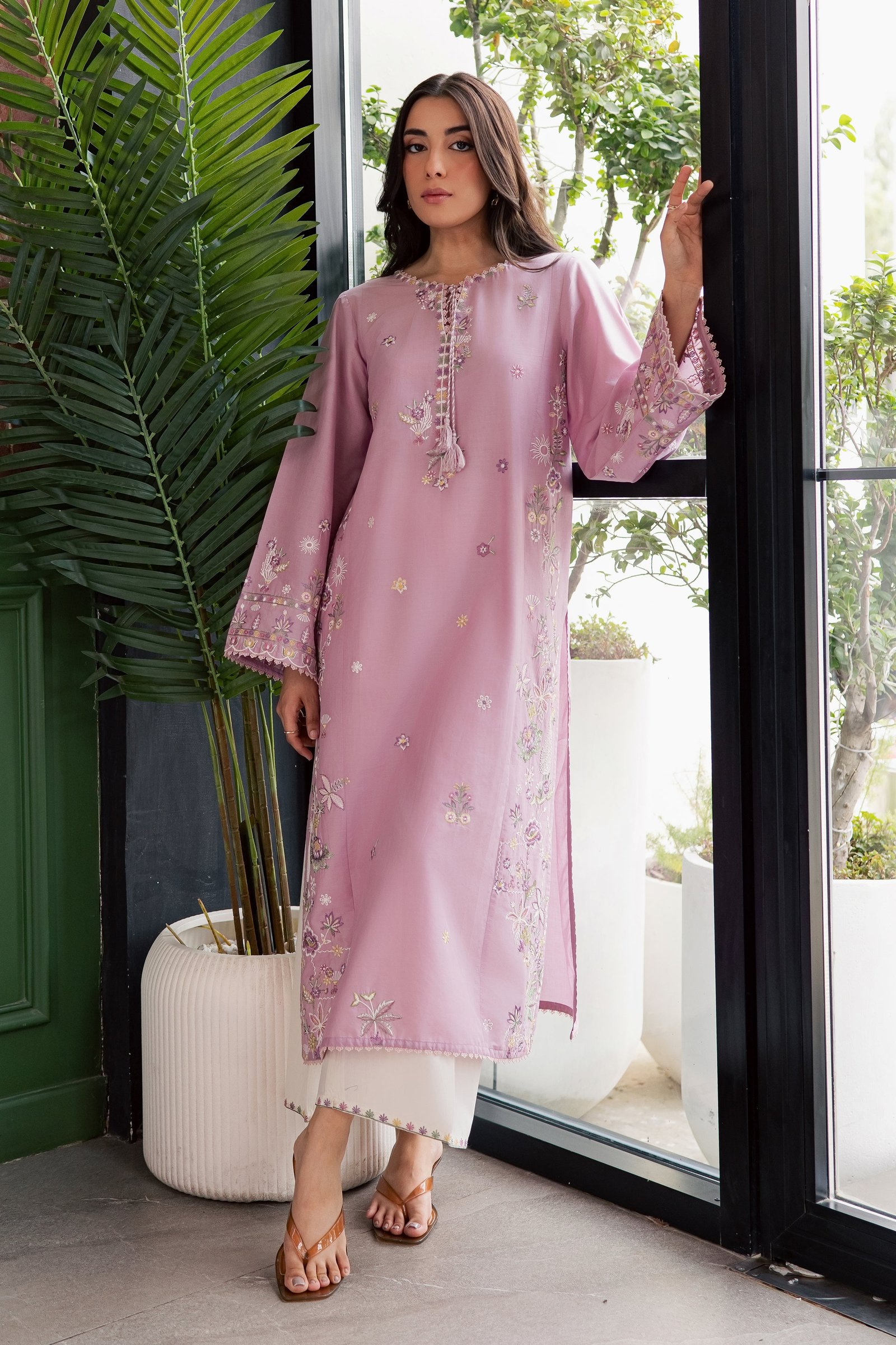 Muted Magic 2Pc - Embroidered Lawn Dress EverydayEdit26 BATIK XS / Valerian / Pima Lawn