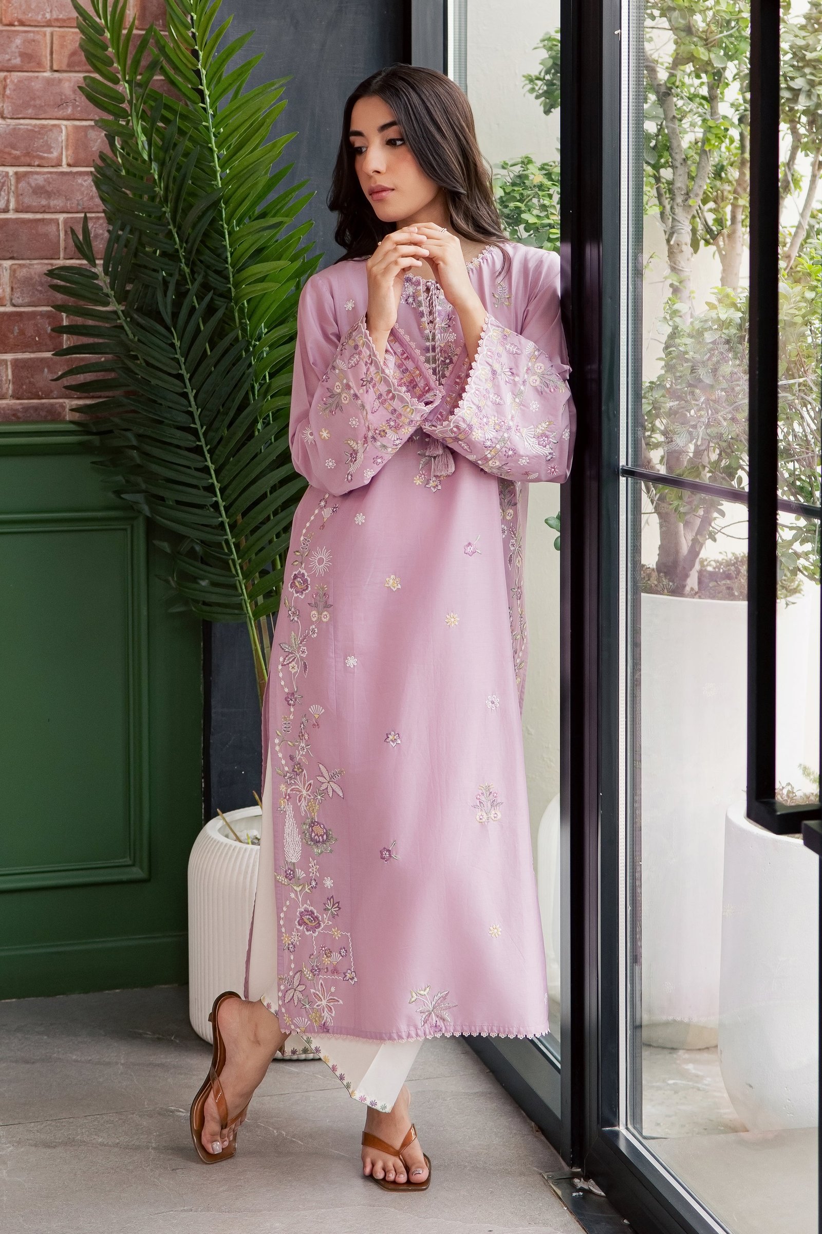 Muted Magic 2Pc - Embroidered Lawn Dress EverydayEdit26 BATIK XS / Valerian / Pima Lawn