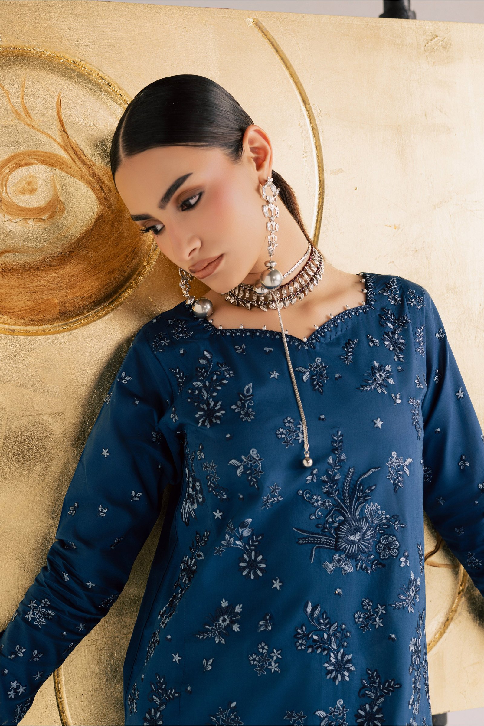 Naba 3Pc - Festive Eid Pret BATIKSS26 BATIK XS / Ocean Blue / Pima Lawn-S / Ocean Blue / Pima Lawn-M / Ocean Blue / Pima Lawn-L / Ocean Blue / Pima Lawn-XL / Ocean Blue / Pima Lawn