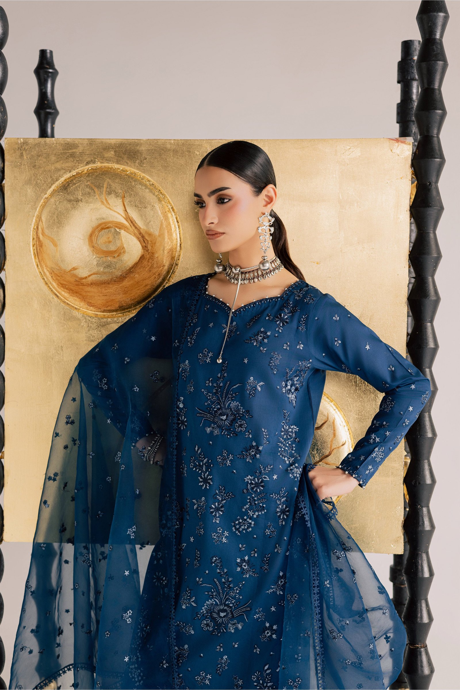 Naba 3Pc - Festive Eid Pret BATIKSS26 BATIK XS / Ocean Blue / Pima Lawn-S / Ocean Blue / Pima Lawn-M / Ocean Blue / Pima Lawn-L / Ocean Blue / Pima Lawn-XL / Ocean Blue / Pima Lawn