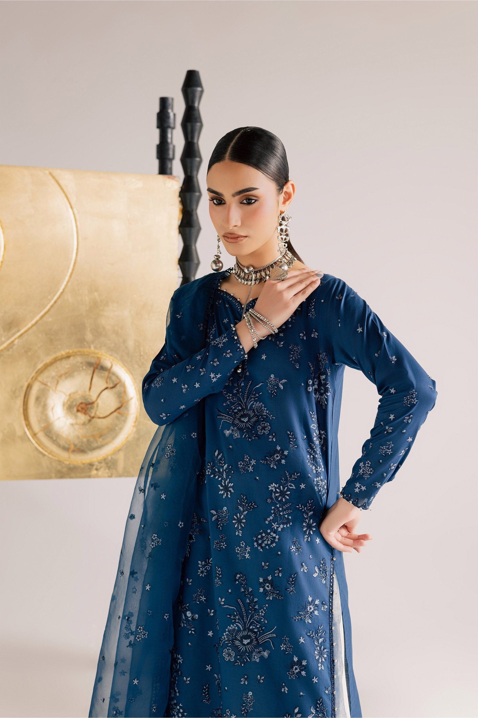 Naba 3Pc - Festive Eid Pret BATIKSS26 BATIK XS / Ocean Blue / Pima Lawn-S / Ocean Blue / Pima Lawn-M / Ocean Blue / Pima Lawn-L / Ocean Blue / Pima Lawn-XL / Ocean Blue / Pima Lawn