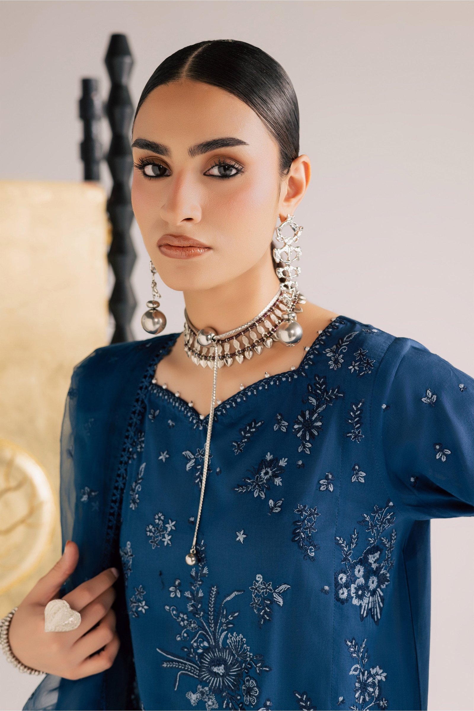 Naba 3Pc - Festive Eid Pret BATIKSS26 BATIK XS / Ocean Blue / Pima Lawn-S / Ocean Blue / Pima Lawn-M / Ocean Blue / Pima Lawn-L / Ocean Blue / Pima Lawn-XL / Ocean Blue / Pima Lawn