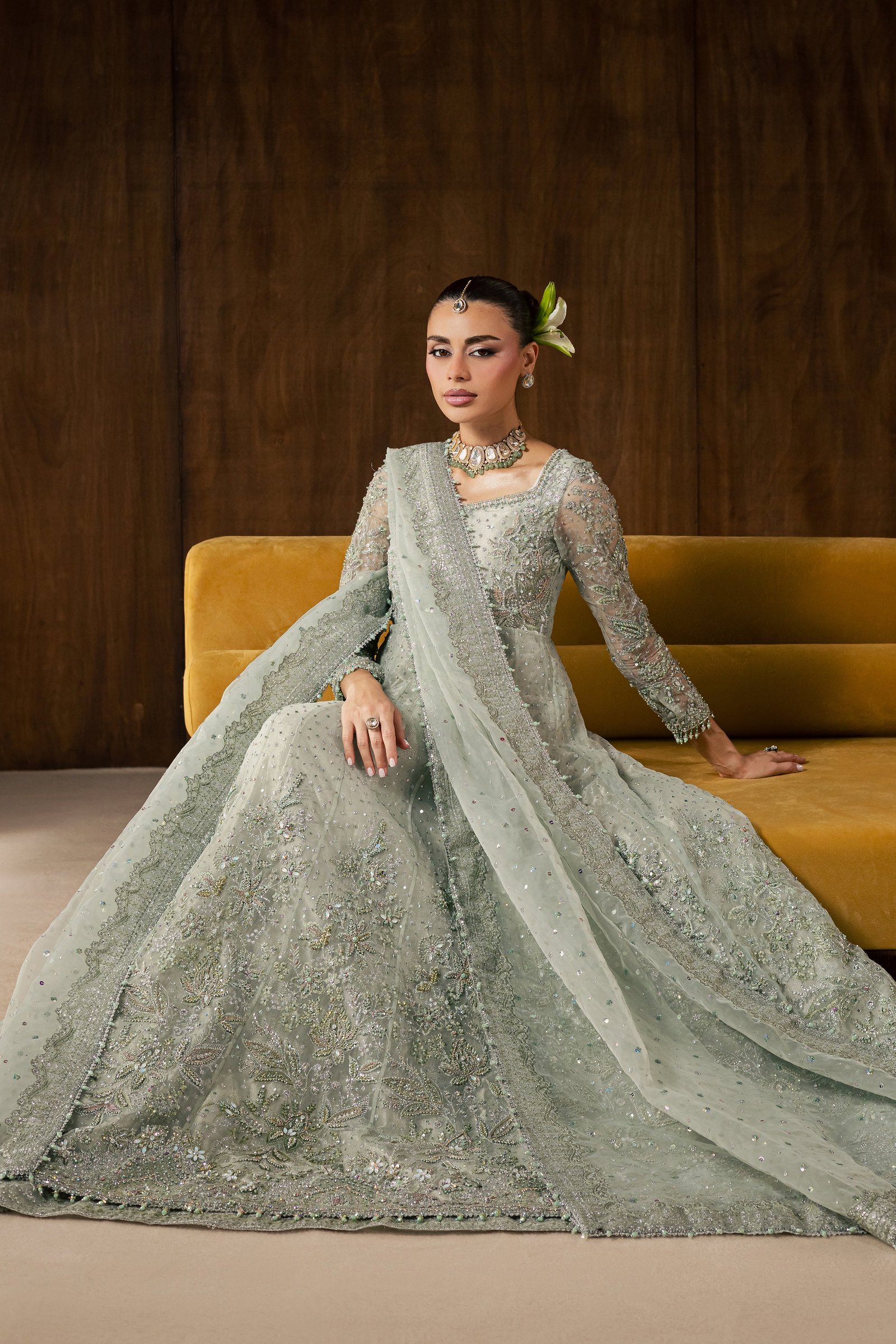 Naubahar 4Pc - Bridal Dress BATIKBRIDALS2026 BATIK S / Sage / Organza