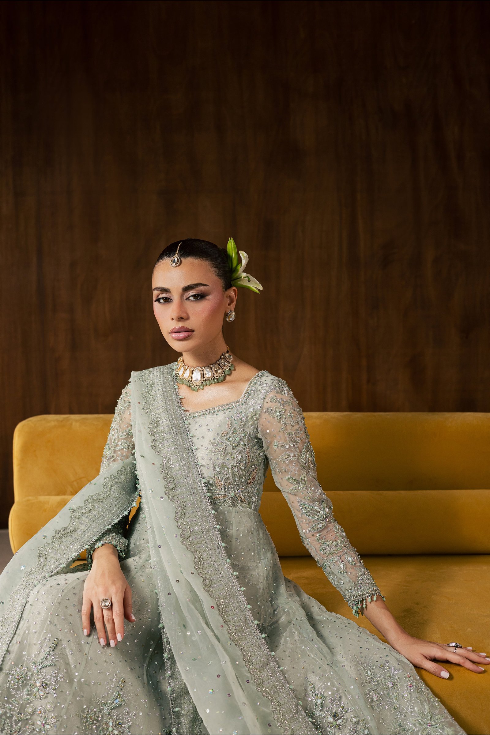 Naubahar 4Pc - Bridal Dress BATIKBRIDALS2026 BATIK S / Sage / Organza
