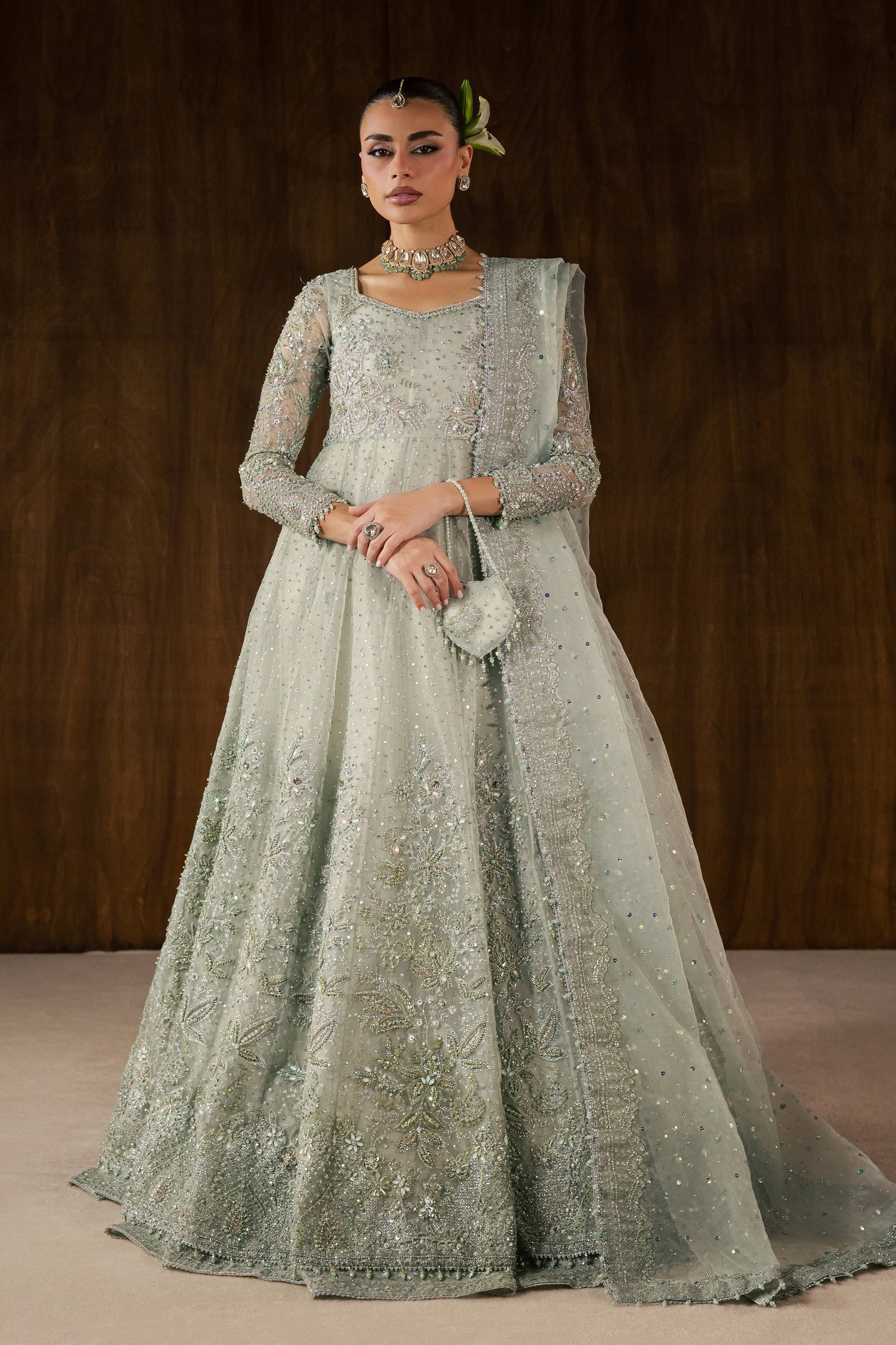 Naubahar 4Pc - Bridal Dress BATIKBRIDALS2026 BATIK S / Sage / Organza