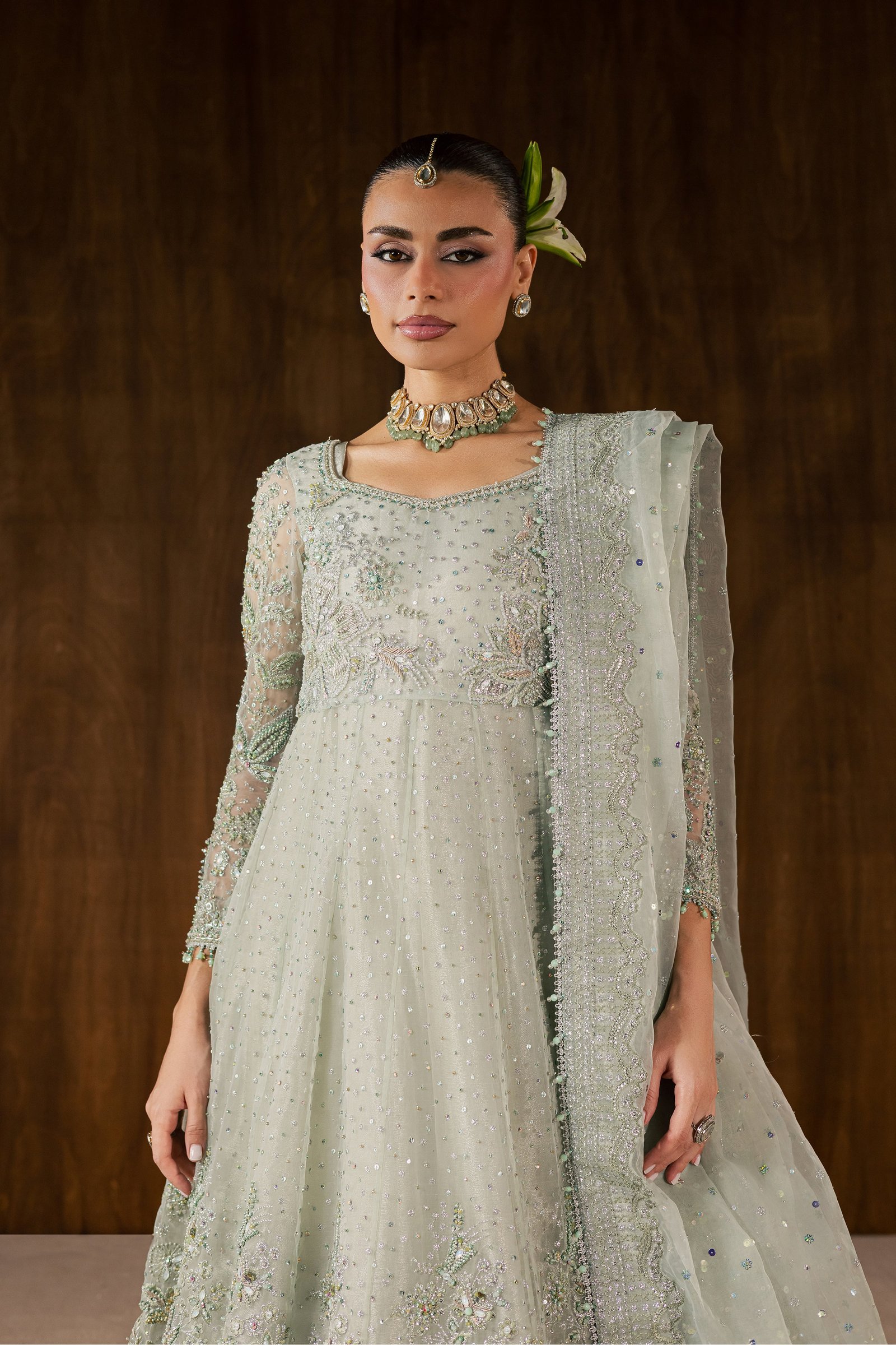 Naubahar 4Pc - Bridal Dress BATIKBRIDALS2026 BATIK S / Sage / Organza