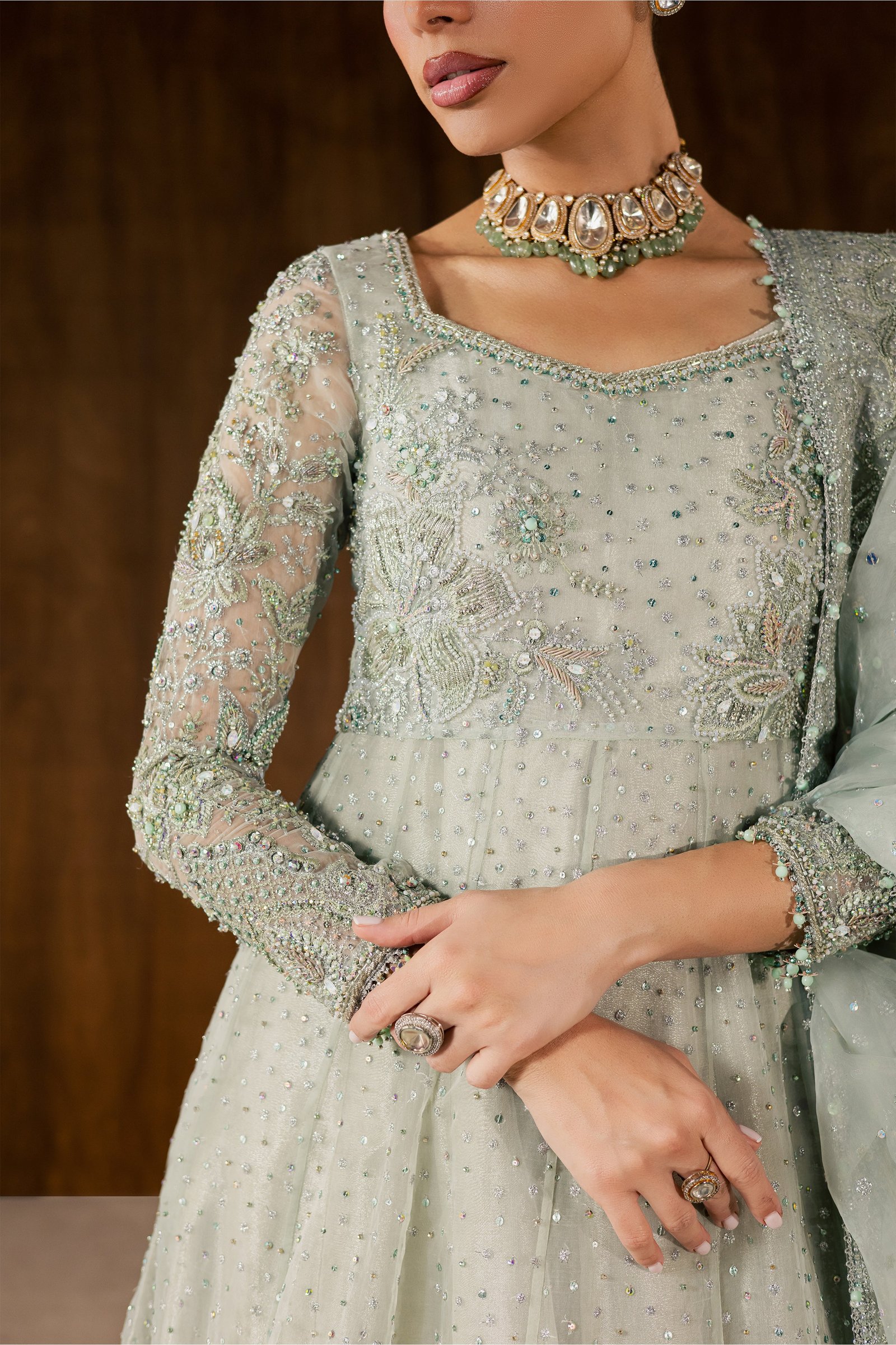 Naubahar 4Pc - Bridal Dress BATIKBRIDALS2026 BATIK S / Sage / Organza