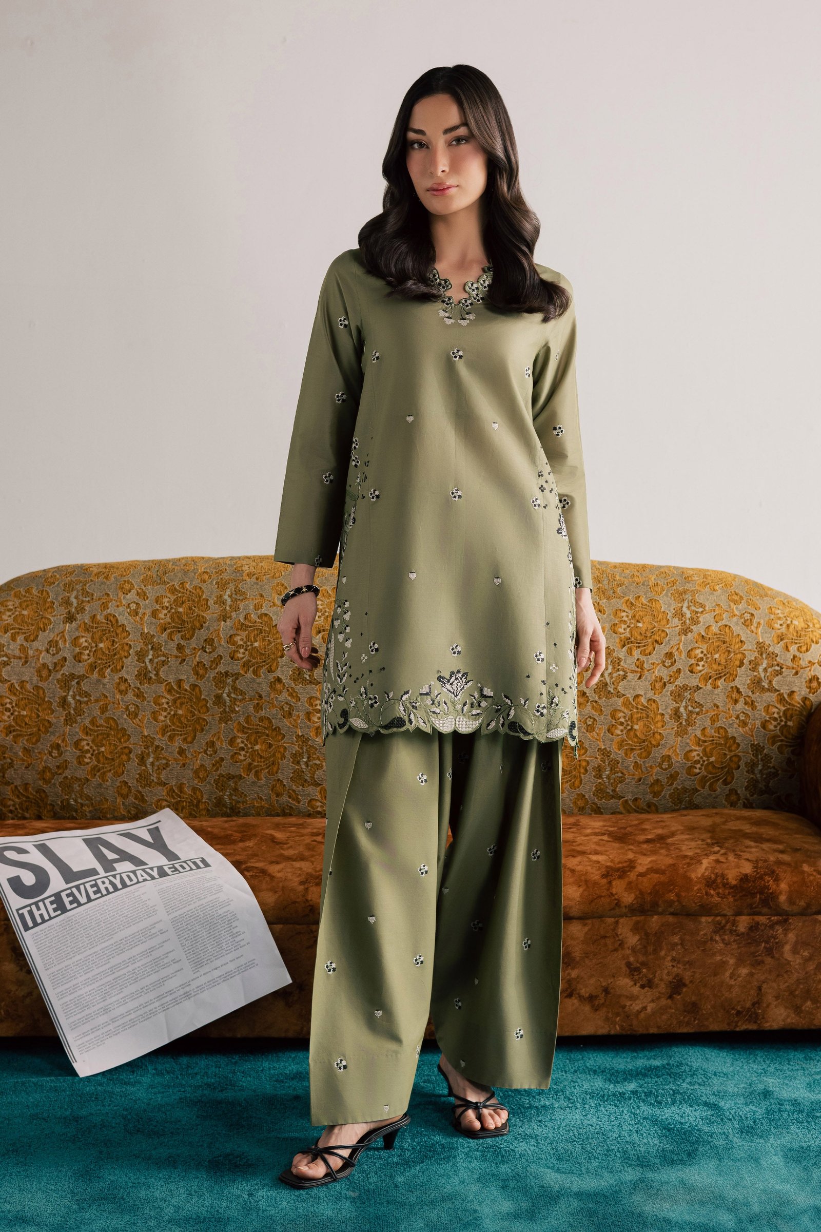 Nazni 2Pc - Embroidered Lawn Dress EverydayEdit26 BATIK XS / Moss / Pima Lawn-S / Moss / Pima Lawn-M / Moss / Pima Lawn-L / Moss / Pima Lawn-XL / Moss / Pima Lawn
