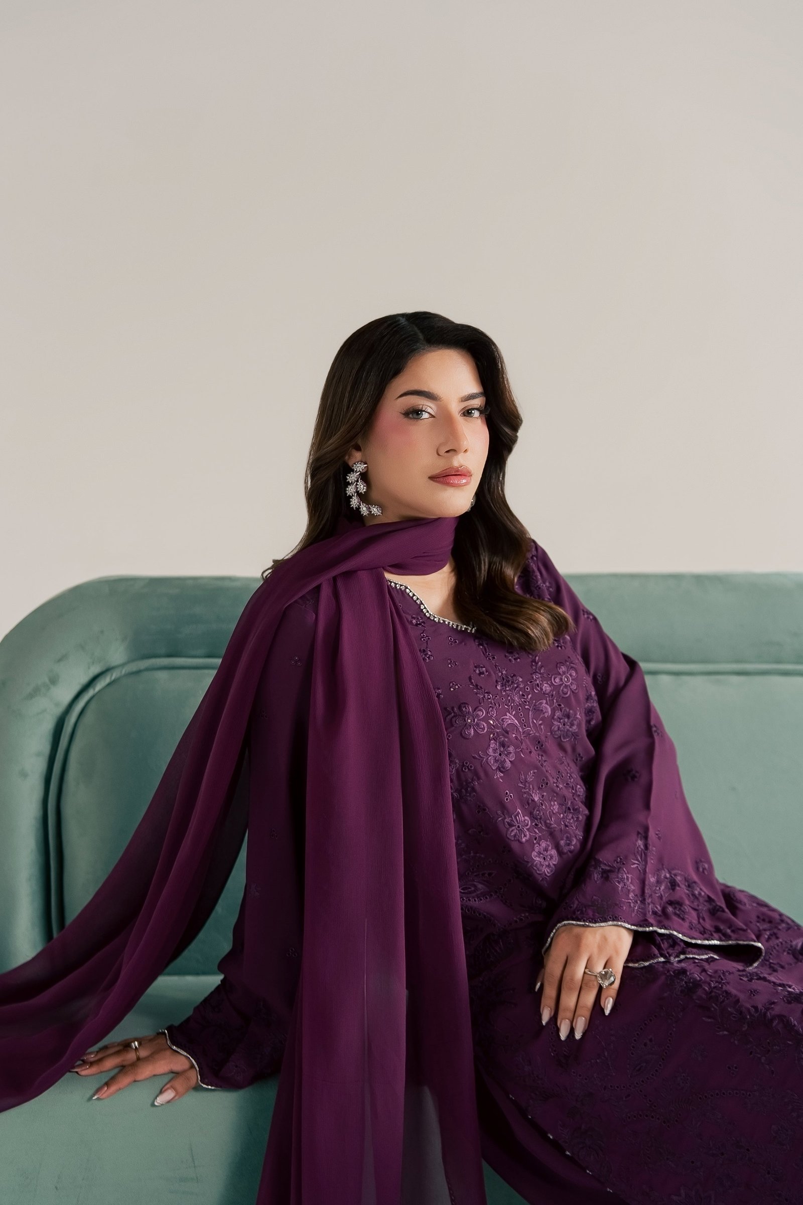 Noushay 3Pc - Festive Luxe Pret STUDIOLUXEAUG26  BATIK   S / Magenta / Georgette