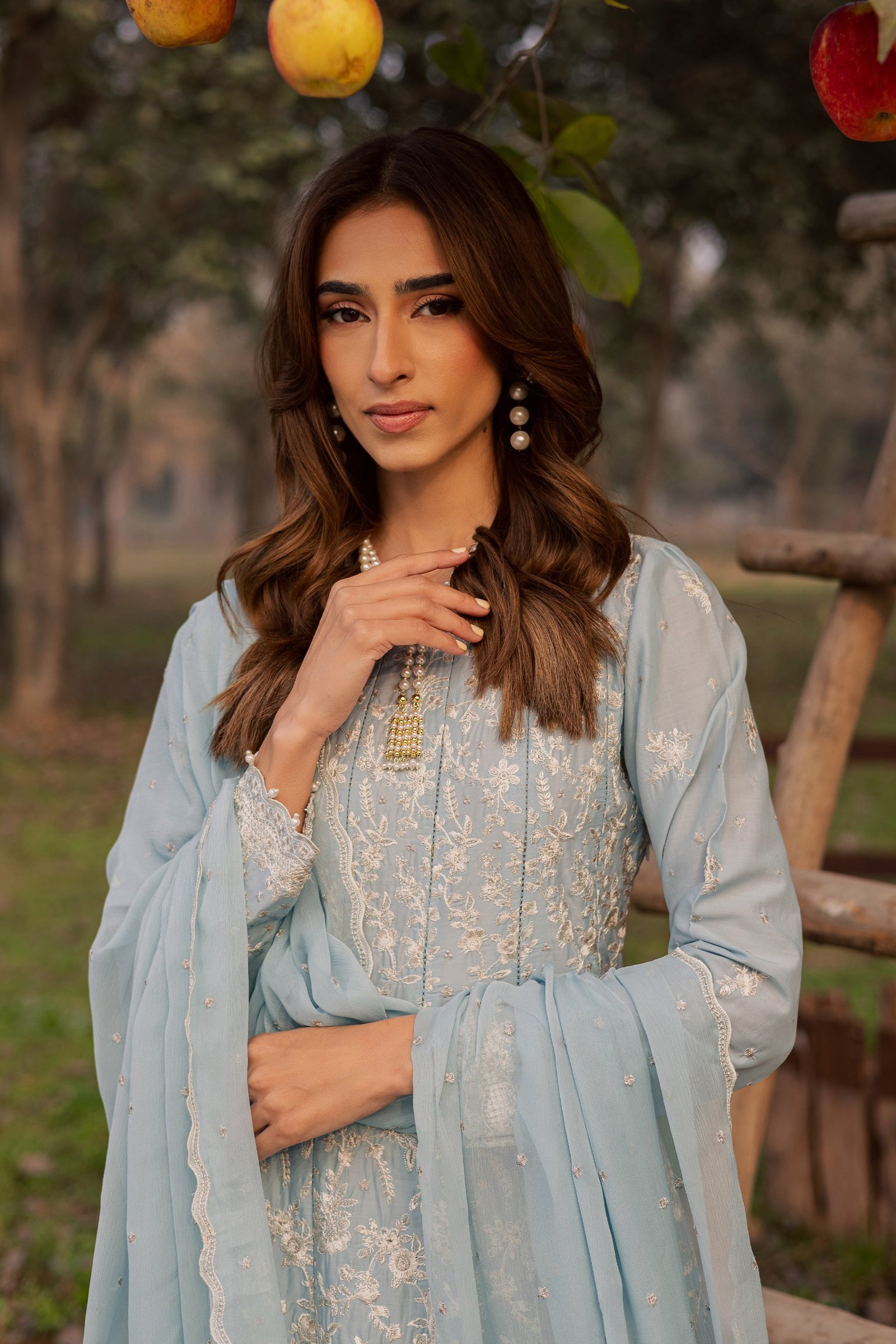Nur Ray 3Pc - Festive Embroidered Lawn BATIKEID2026 BATIK XS / Sky Blue / Pima Lawn-S / Sky Blue / Pima Lawn-M / Sky Blue / Pima Lawn-L / Sky Blue / Pima Lawn-XL / Sky Blue / Pima Lawn