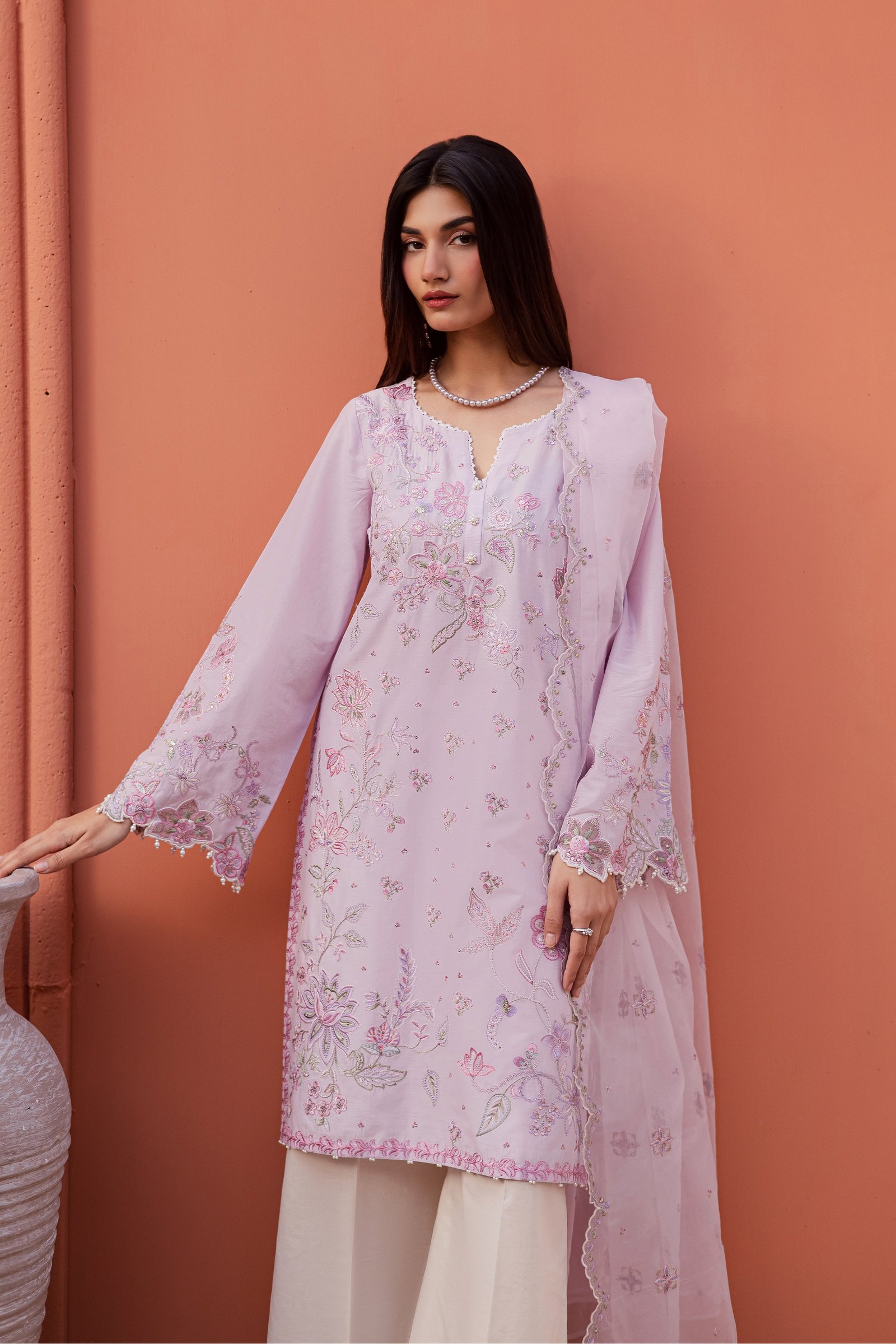 Nysa 3Pc - Festive Embroidered Lawn BATIKEID2026 BATIK XS / Lilac / Pima Lawn-S / Lilac / Pima Lawn-M / Lilac / Pima Lawn-L / Lilac / Pima Lawn-XL / Lilac / Pima Lawn
