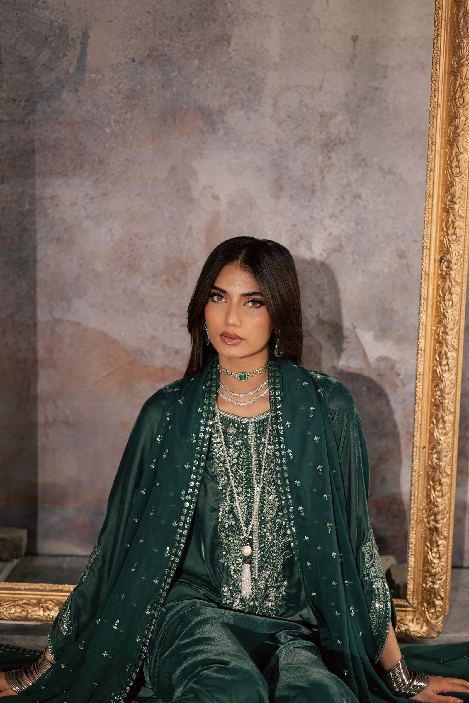 Opal 3Pc - Velvet Formal Dress BATIKstudio BATIK S / Steel Teal / Velvet-M / Steel Teal / Velvet-L / Steel Teal / Velvet