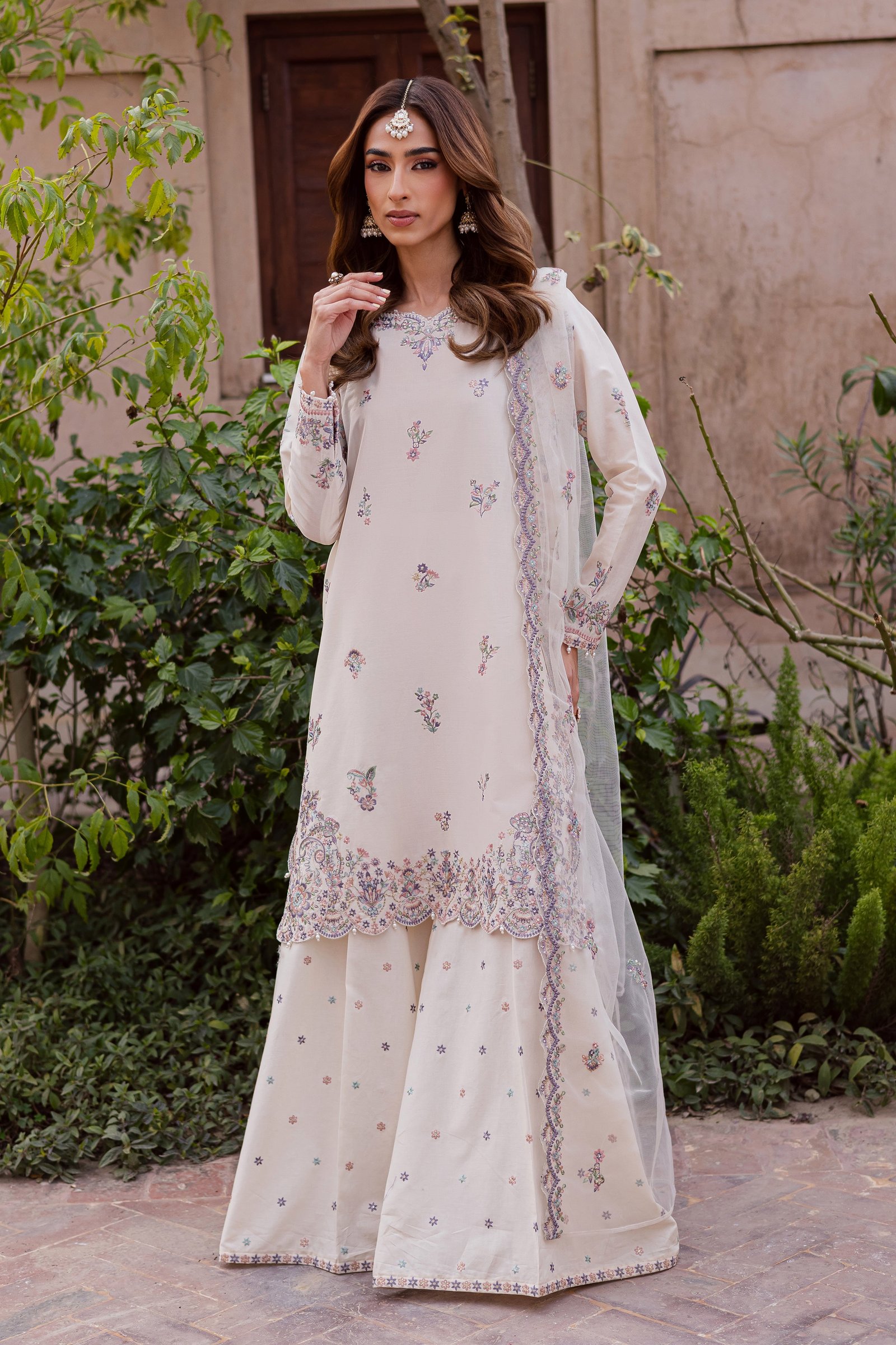 Pearl 3Pc - Festive Embroidered Lawn BATIKEID2026 BATIK XS / Off White / Pima Lawn-S / Off White / Pima Lawn-M / Off White / Pima Lawn-L / Off White / Pima Lawn-XL / Off White / Pima Lawn