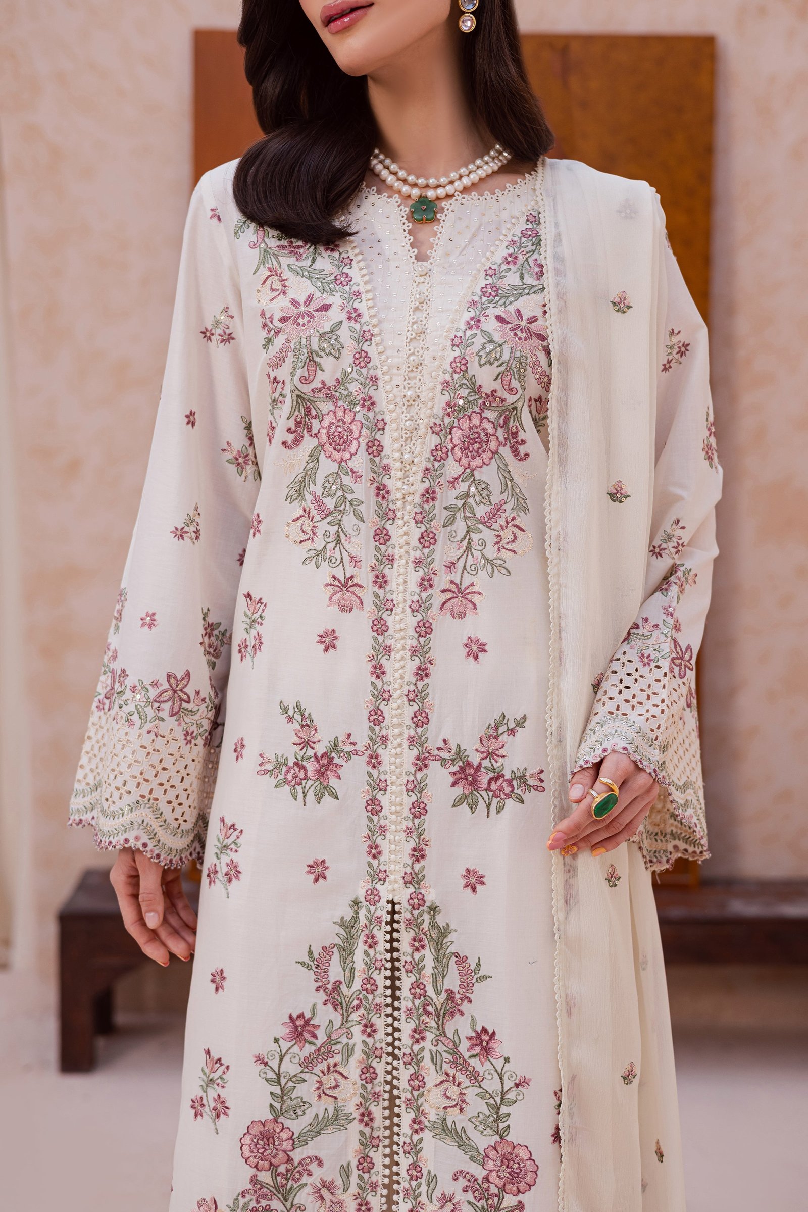  Pearl Dust 3Pc - Festive Embroidered Lawn BATIKEID2026  BATIK   XS / Eggnoc White / Pima Lawn-S / Eggnoc White / Pima Lawn-M / Eggnoc White / Pima Lawn-L / Eggnoc White / Pima Lawn-XL / Eggnoc White / Pima Lawn