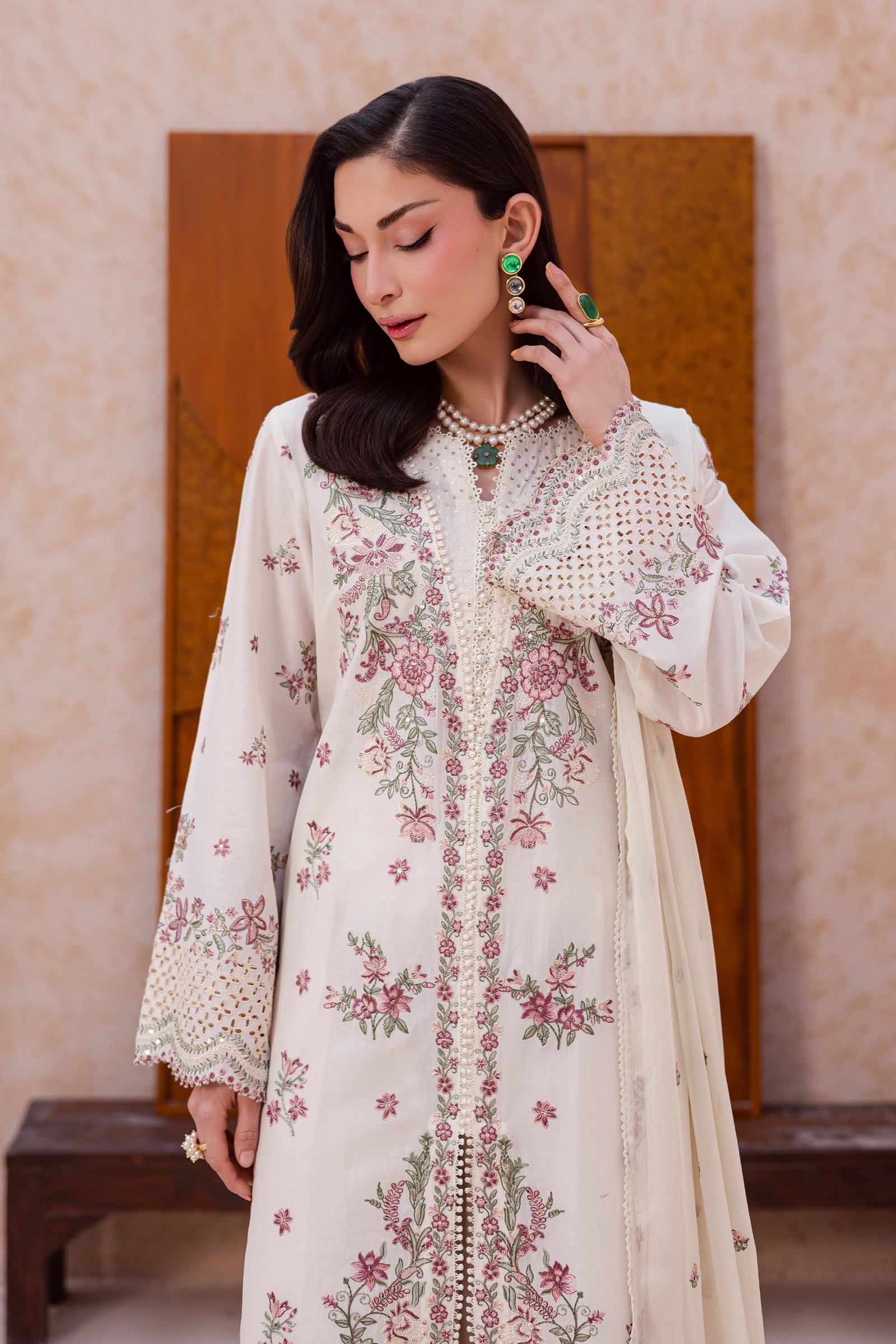  Pearl Dust 3Pc - Festive Embroidered Lawn BATIKEID2026  BATIK   XS / Eggnoc White / Pima Lawn-S / Eggnoc White / Pima Lawn-M / Eggnoc White / Pima Lawn-L / Eggnoc White / Pima Lawn-XL / Eggnoc White / Pima Lawn
