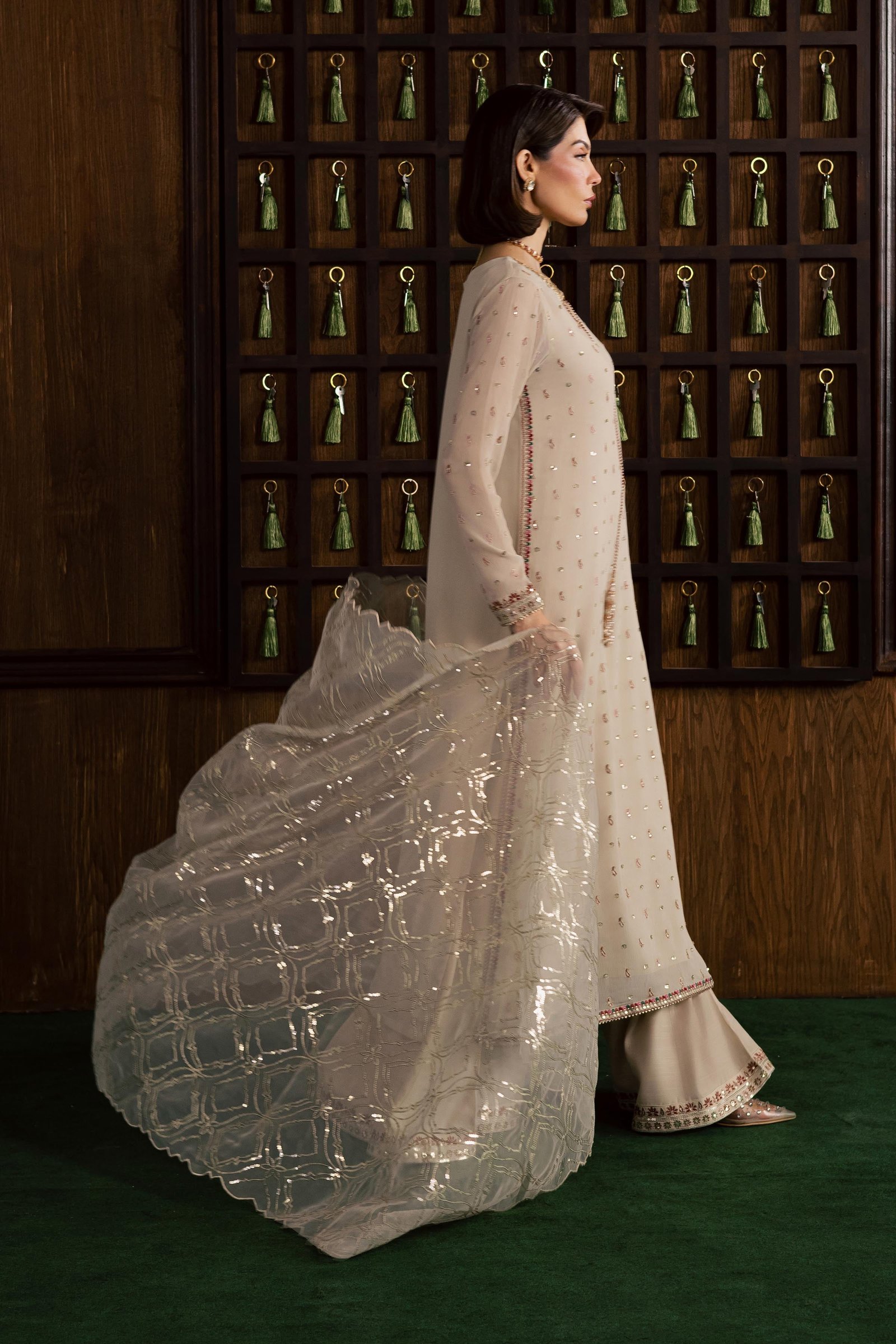 Pearl Emily 3Pc - Festive Luxury Formal BATIKSS26 BATIK S / Ivory / Crinkle-M / Ivory / Crinkle-L / Ivory / Crinkle