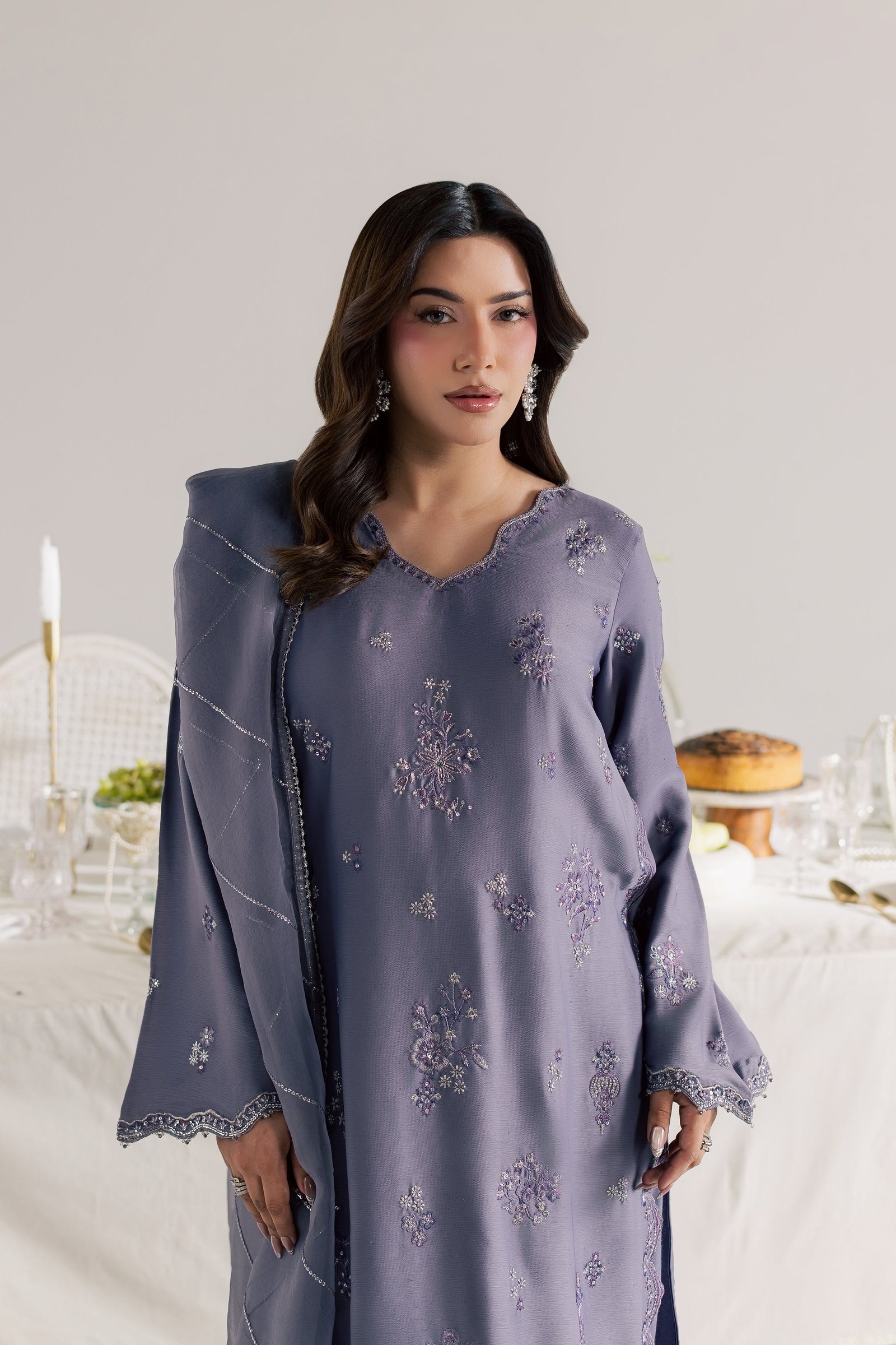Pearl Ishani 3Pc - Festive Luxe Pret STUDIOLUXEAUG26  BATIK   S / Lavender / Textured Grip