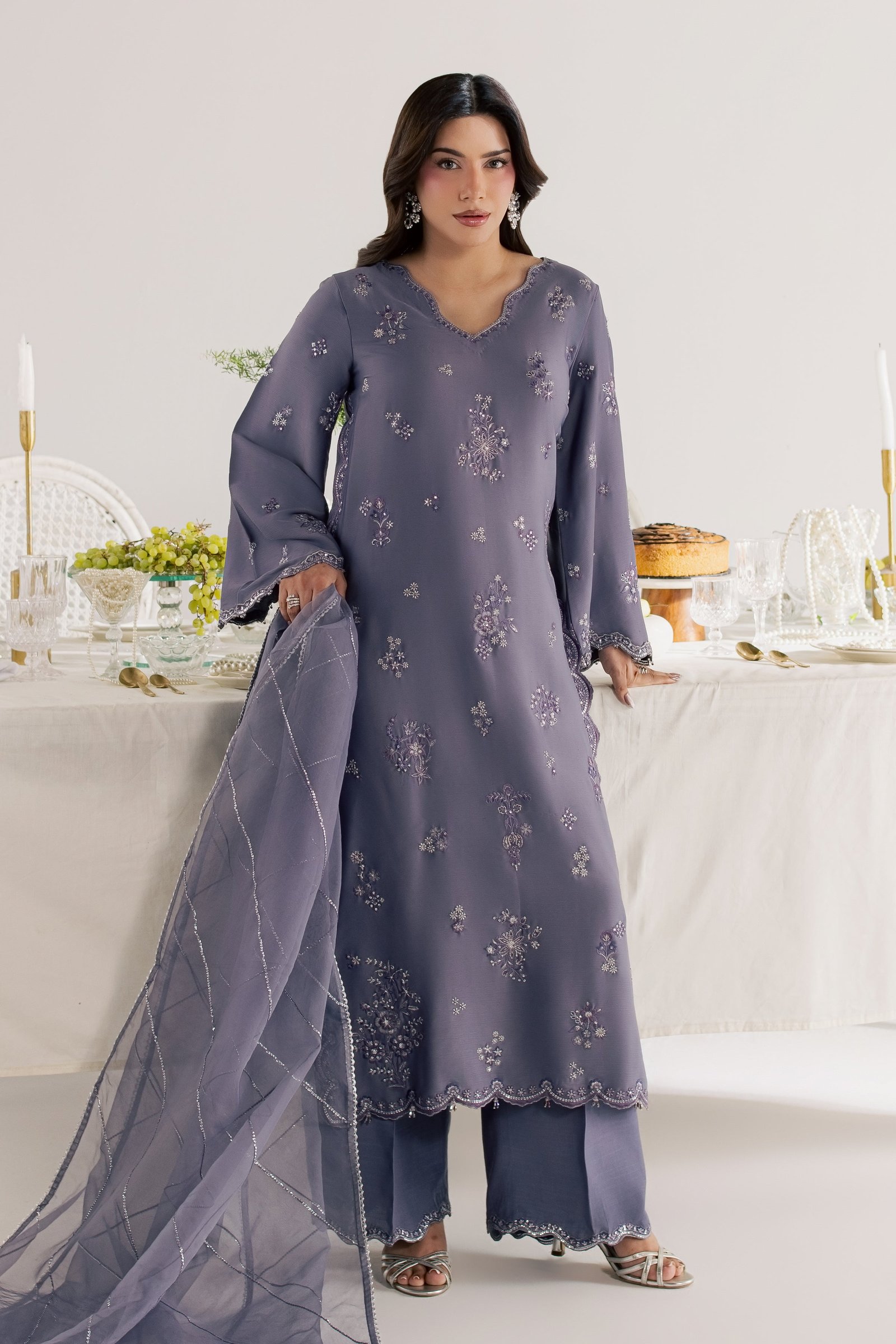 Pearl Ishani 3Pc - Festive Luxe Pret STUDIOLUXEAUG26 BATIK S / Lavender / Textured Grip