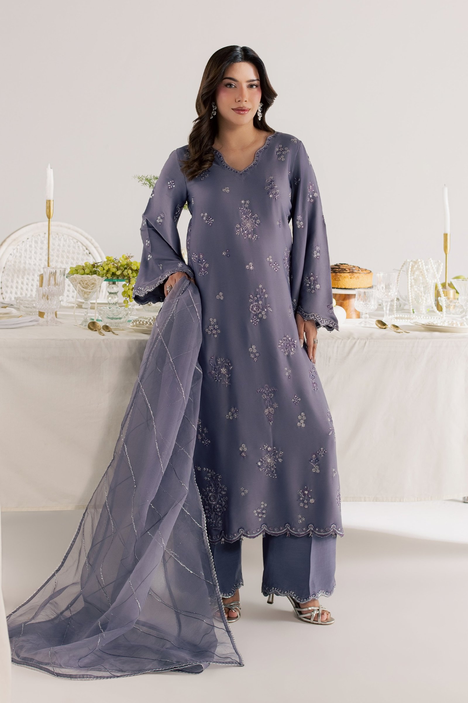 Pearl Ishani 3Pc - Festive Luxe Pret STUDIOLUXEAUG26 BATIK S / Lavender / Textured Grip