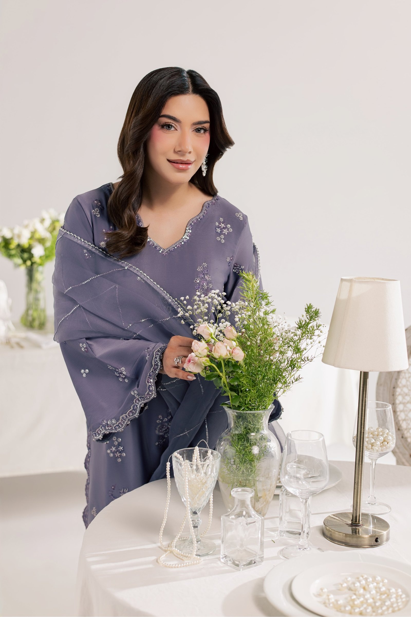 Pearl Ishani 3Pc - Festive Luxe Pret STUDIOLUXEAUG26 BATIK S / Lavender / Textured Grip