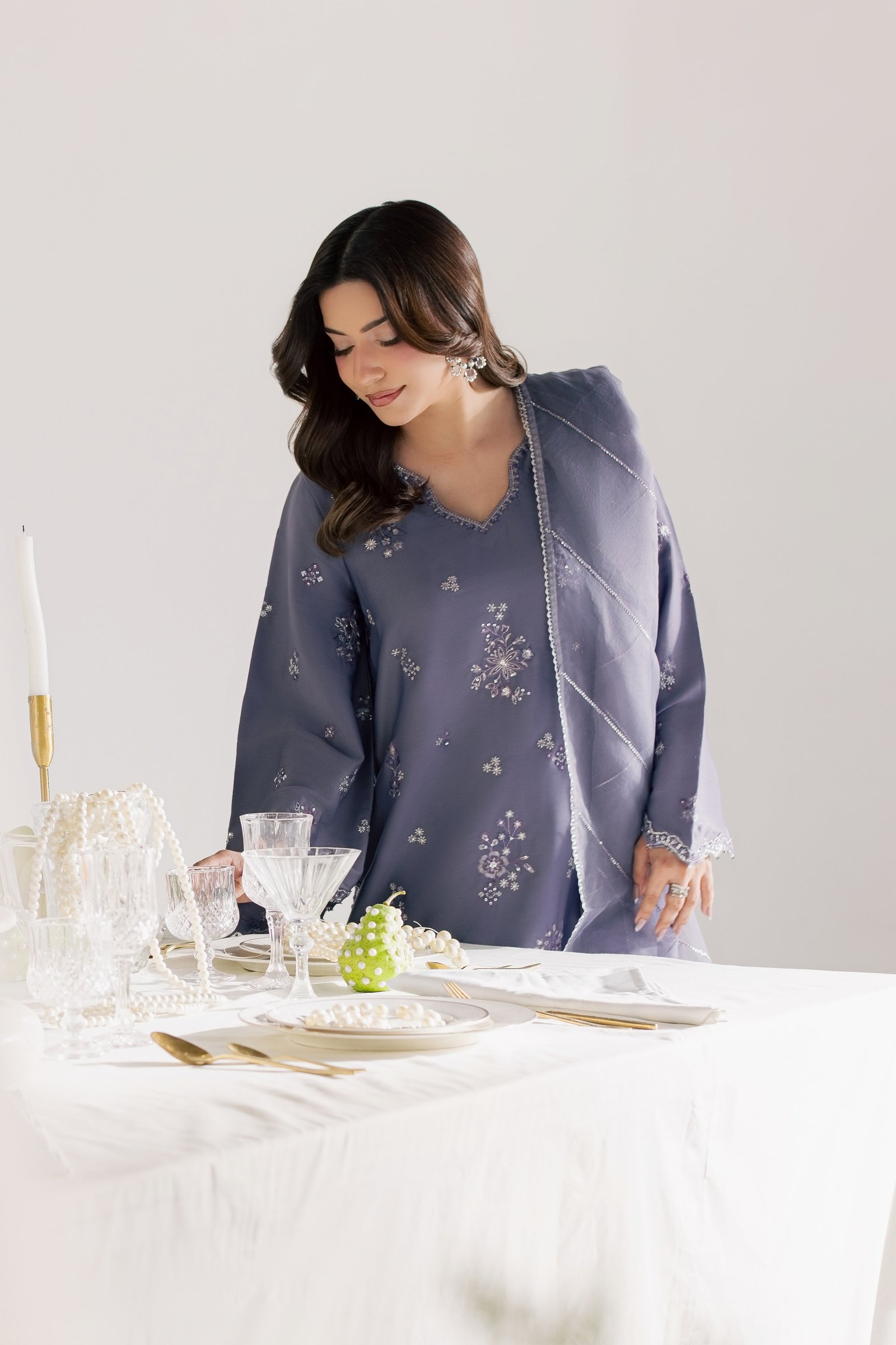 Pearl Ishani 3Pc - Festive Luxe Pret STUDIOLUXEAUG26 BATIK S / Lavender / Textured Grip