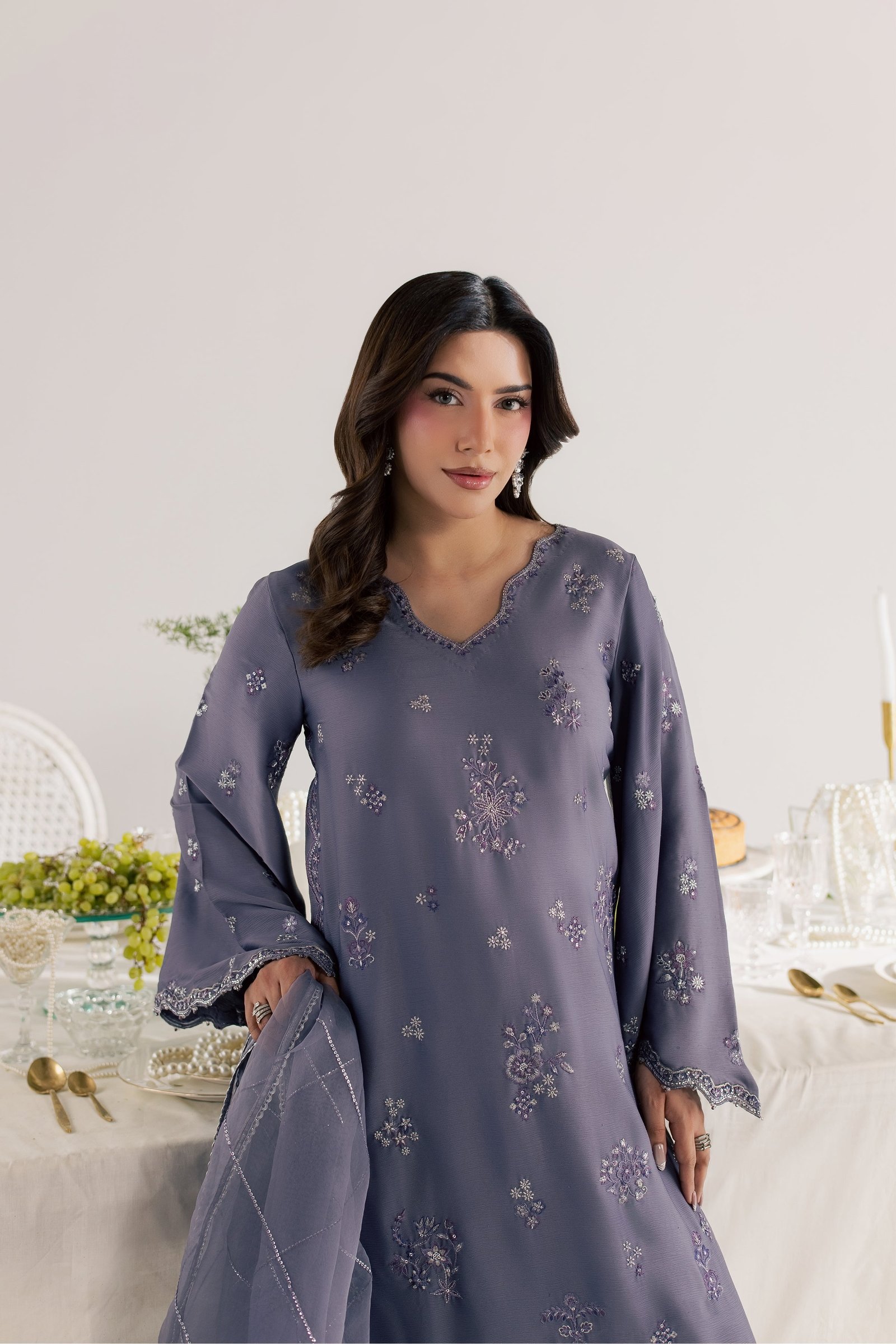 Pearl Ishani 3Pc - Festive Luxe Pret STUDIOLUXEAUG26 BATIK S / Lavender / Textured Grip