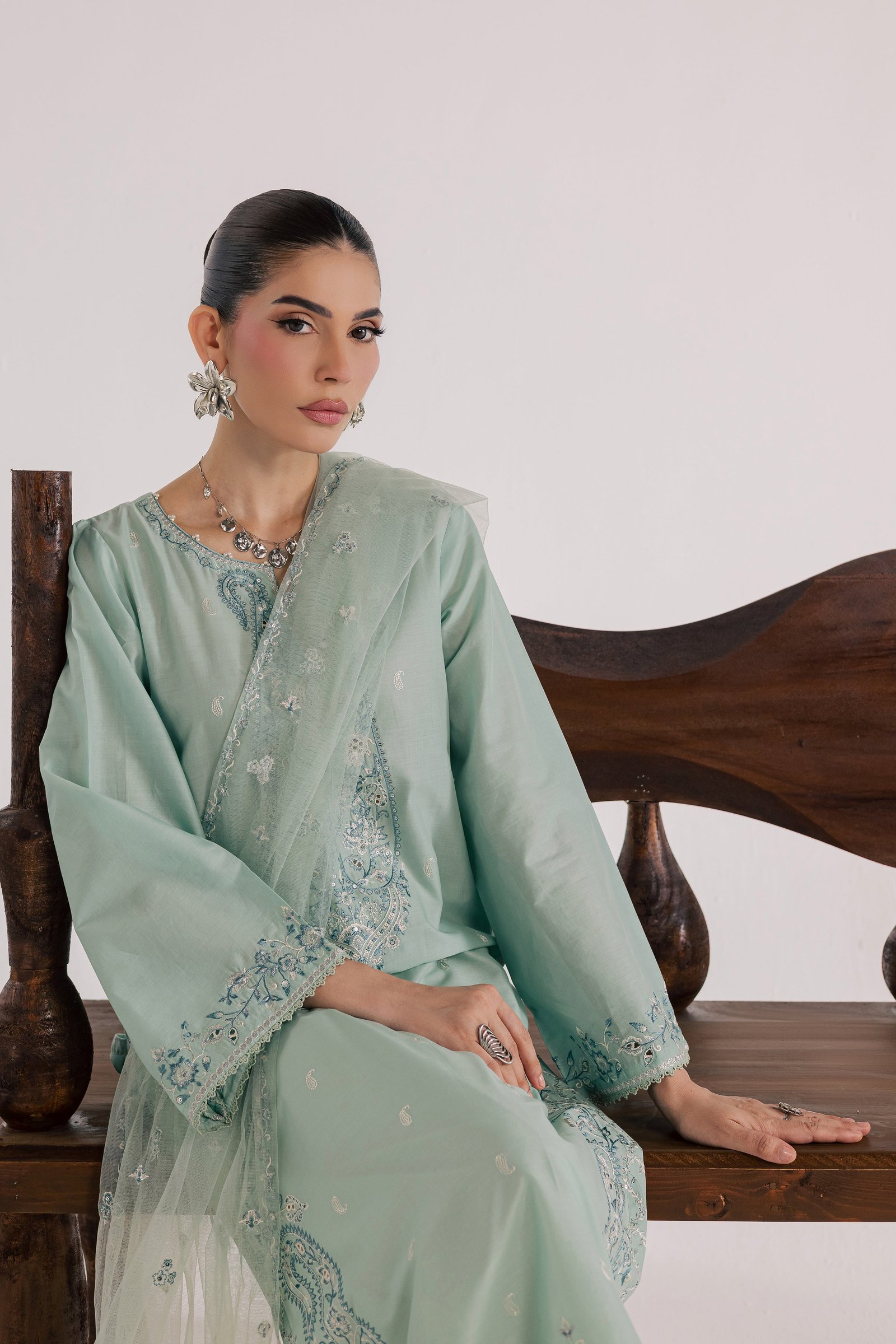 Perth 3Pc - Luxury Embroidered Lawn BATIKSS26 BATIK XS / Pearly Blue / Pima Lawn-S / Pearly Blue / Pima Lawn-M / Pearly Blue / Pima Lawn-L / Pearly Blue / Pima Lawn-XL / Pearly Blue / Pima Lawn